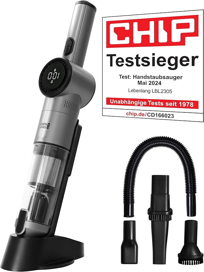 LEBENLANG Handstaubsauger Akku TESTSIEGER - Dual-Filter & Li-Ion I Inkl. Ladestation I 17000PA Handstaubsauger Auto Staubsauger stark Akkusauger kabellos Handsauger Akku Car Autostaubsauger Beutellos