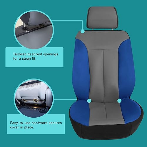 Miniatura 8 de FH Group Juego de fundas de asiento delantero de automóvil de piel sintética, fundas de asiento de automóvil para asiento de respaldo bajo con