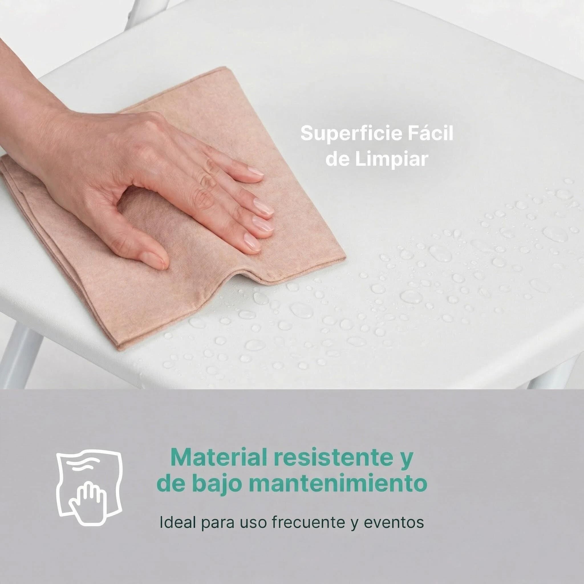 Premium Moments Silla Plegable para Interior y Exterior – Plástico Reforzado y Patas de Hierro con Refuerzo de Acero – Soporta hasta 160 kg – Ligera 2,5 kg – Fácil de Guardar y Limpiar (2, Blanca) — view 8