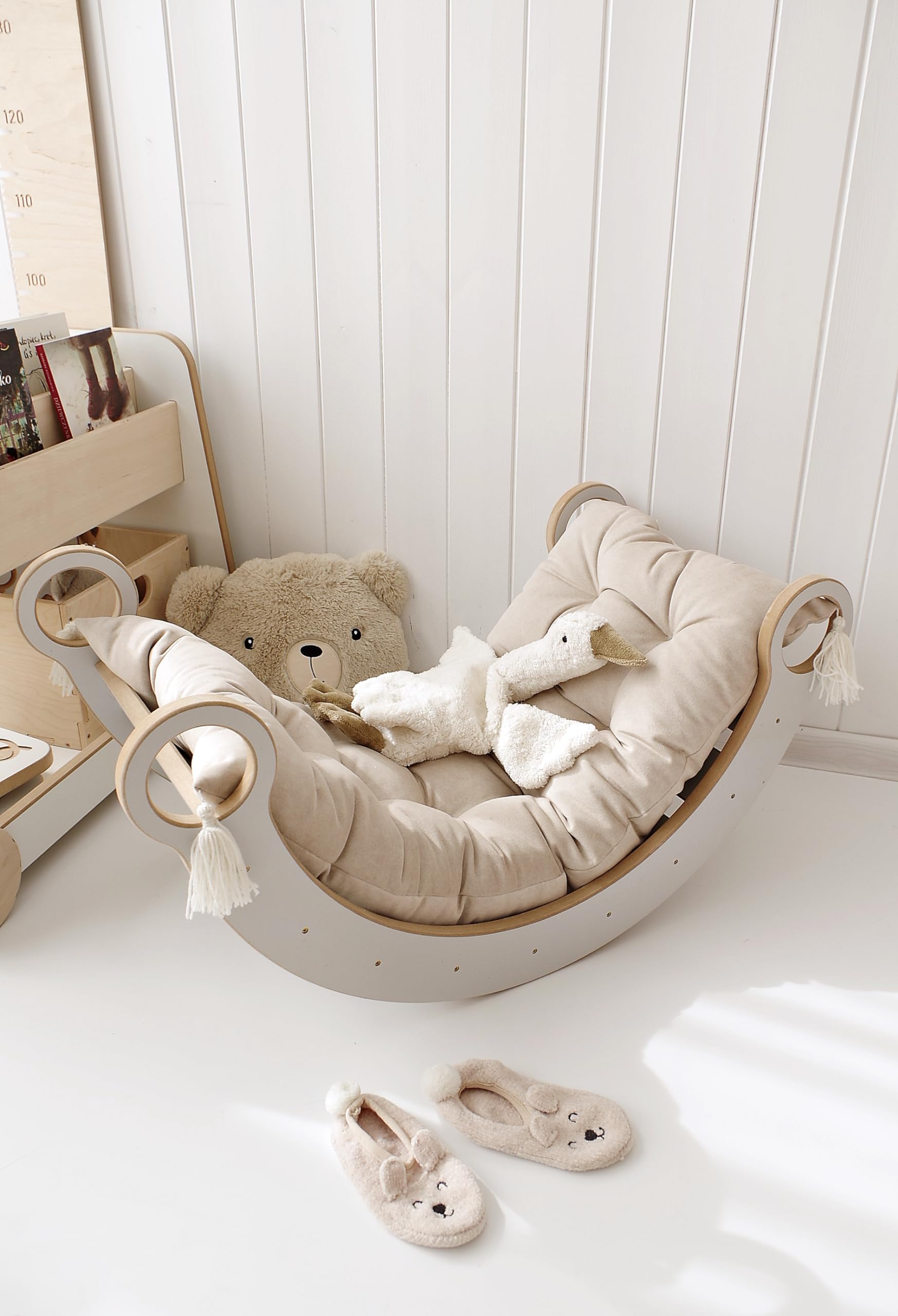 Babywood Cuscino per arco di arrampicata, cuscino per bambini, cuscino per altalena, tappetino per triangolo di arrampicata, cuscino decorativo per la stanza dei bambini (beige, medio)