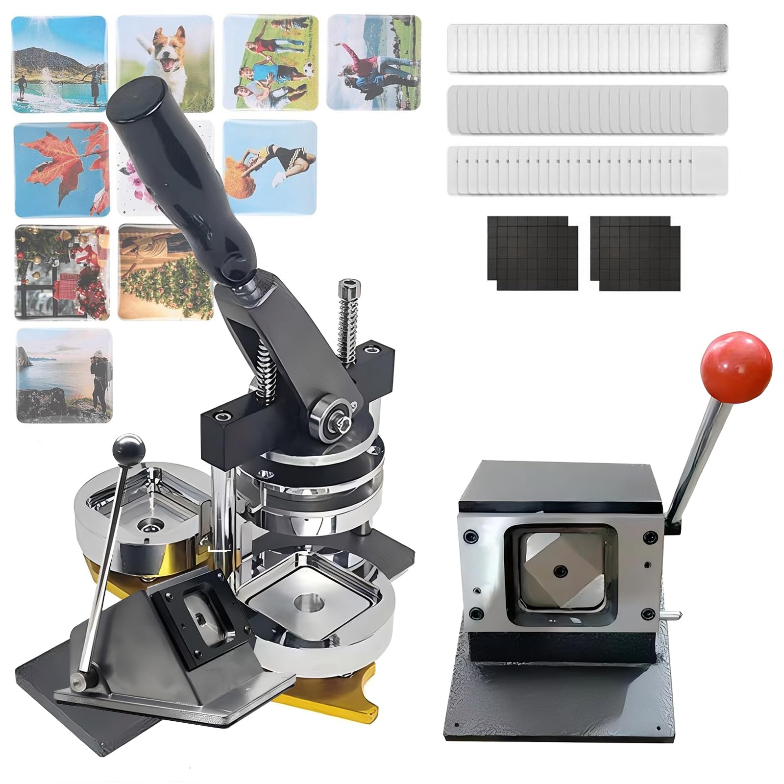 Foto-Magnet-Maschinen-Set, quadratischer Kühlschrank-Magnethersteller mit 100 abgerundeten Kanten zum Erstellen personalisierter Magnete, ideal für Kühlschränke und Metalloberflächen