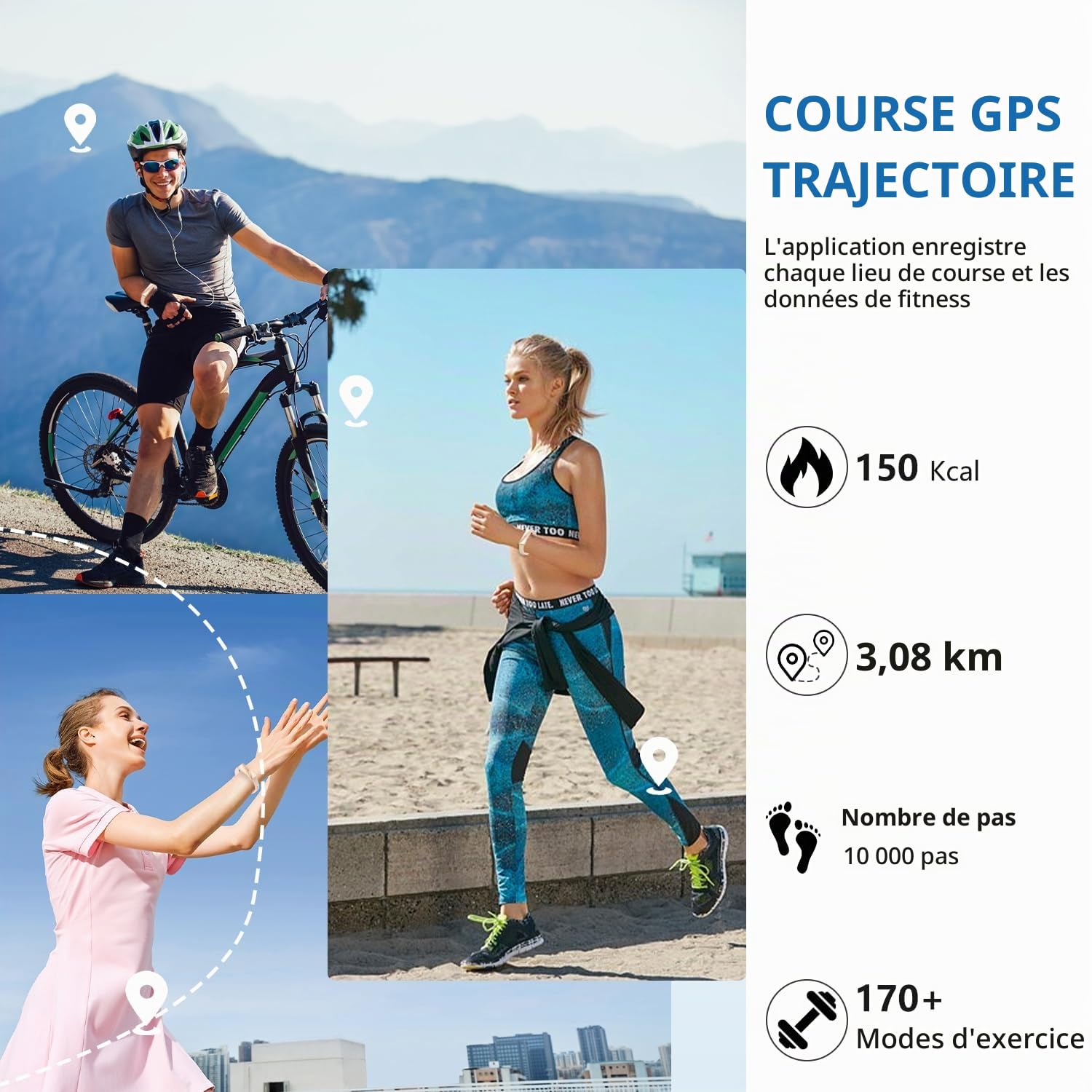 Bracelet Connectée Santé sans Écran, 22g Ultraléger Podometre, 24/7 Montre Tension Arterielle, Montre Connectée Femme, 35 Jours Autonomie Étanche 1ATM Smartband, 170+ Sports Fitness Tracker