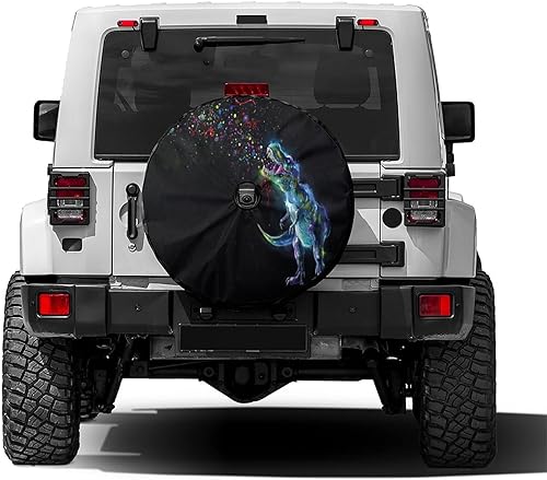 Foruidea Funda de neumático de repuesto para Galaxy Dinosaur con agujero de cámara de respaldo cubierta de neumático para remolque RV SUV y muchos