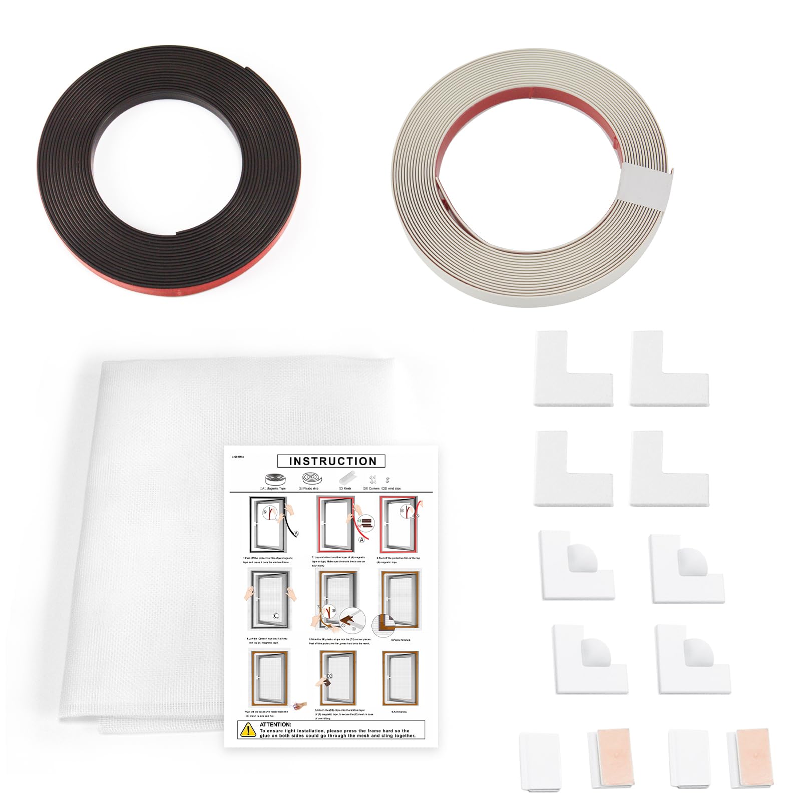 NeatiEase DIY Moustiquaire magnétique aimantée réglable pour fenêtre - Max 100 x 130 cm - Sans perçage, Peut être coupé - Facile à installer（Cadre blanc,toile blanche）