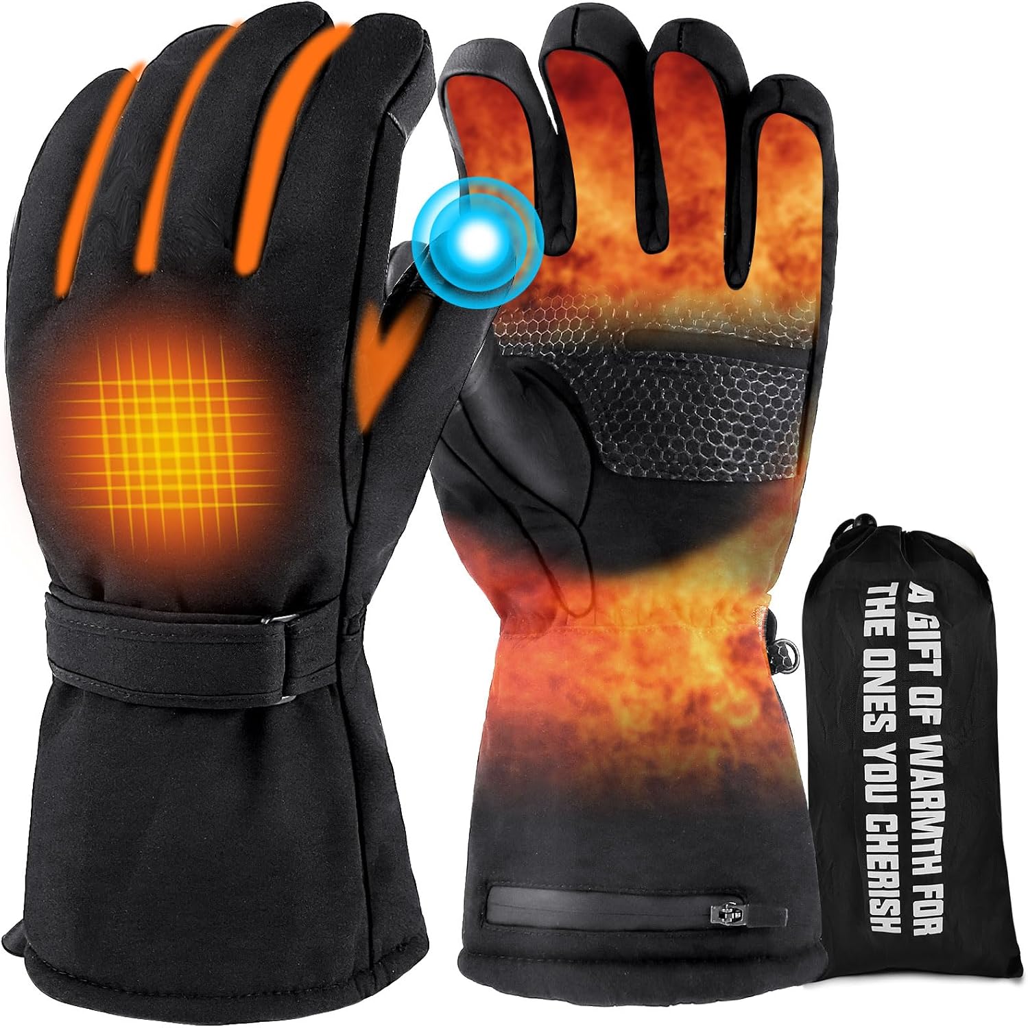 Upgraded Electric Warmers, Heated Gloves with Touchscreen Control, Waterproof, Automatic Thermostat Suitable for Men & Women, Outdoor Activities X-Large