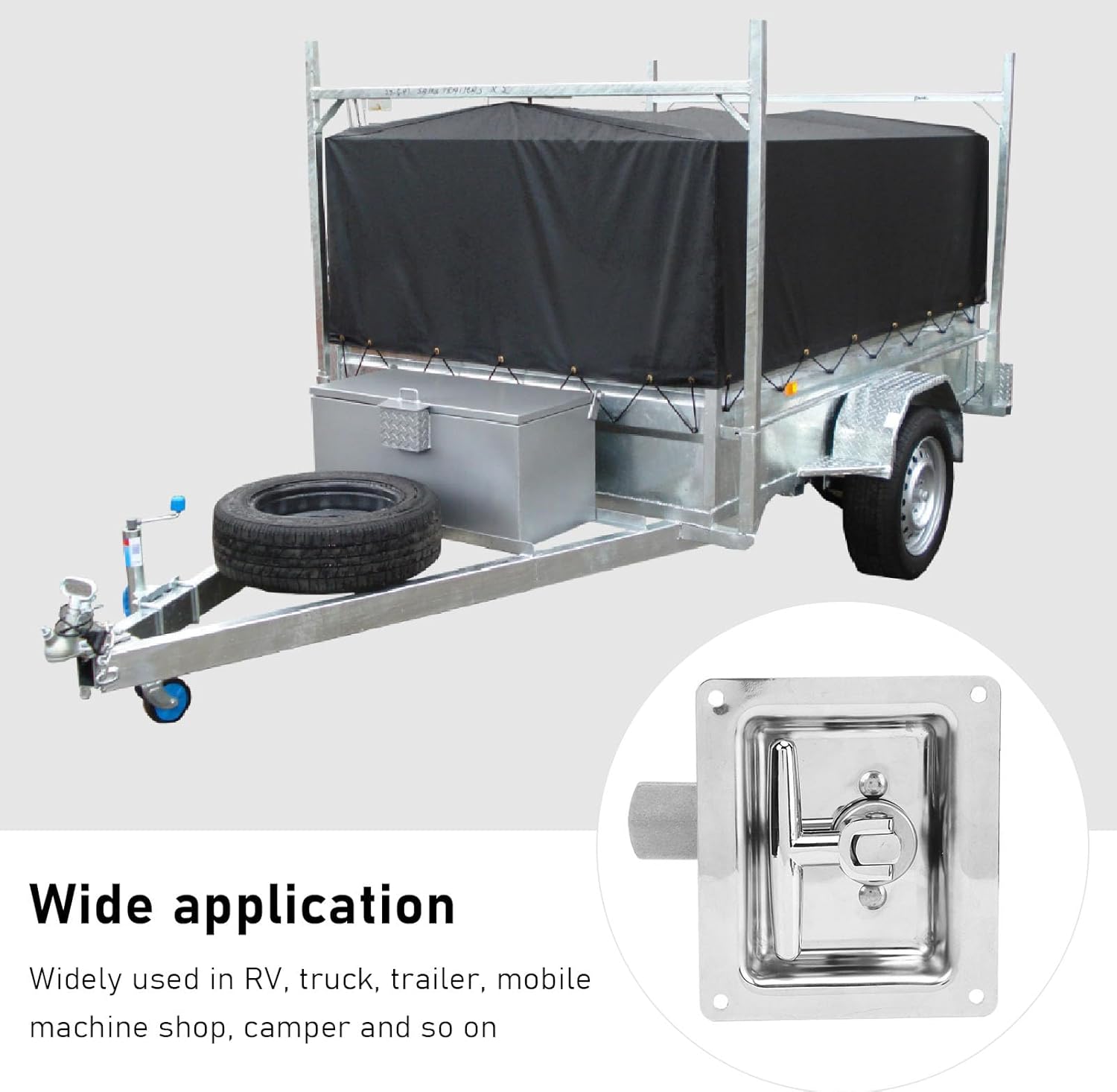 Truck Tool Box Latch, T-Handle Latch Stainless Steel Folding Toolbox Lock Trailer Toolbox Handle Latch for Truck, RV, Trailer, UTV, ATV Box