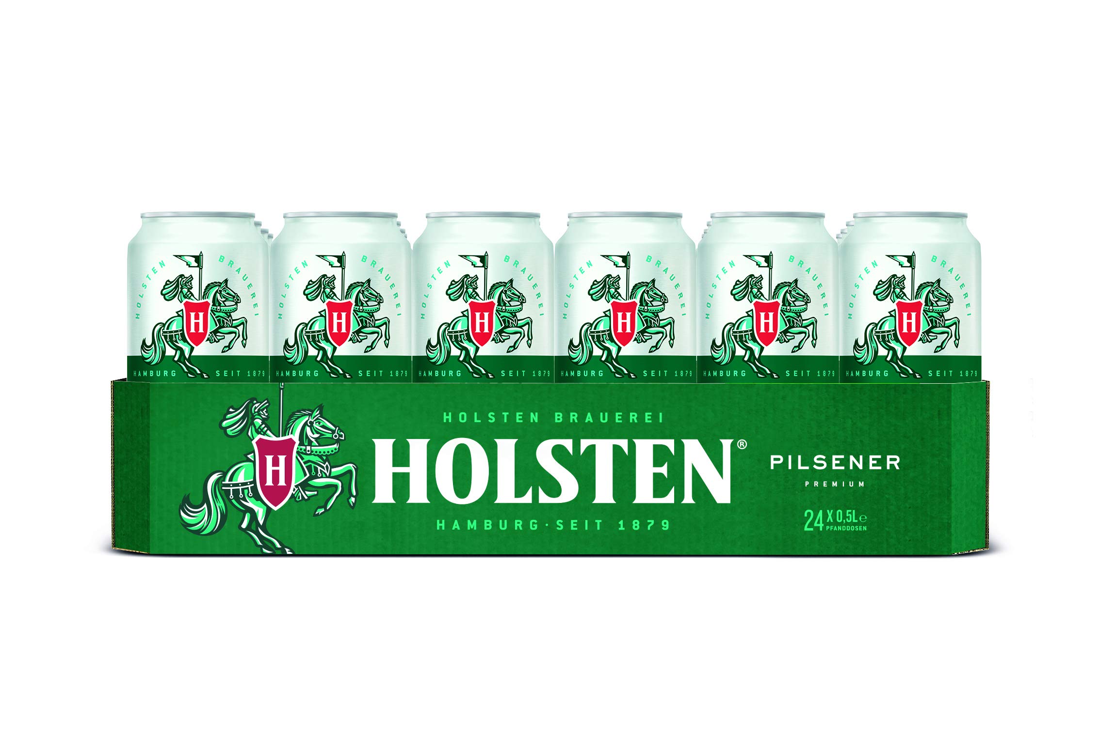 Holsten Pilsener 4,8 % Vol. Premium Pils l |24 Dosenbiere 0,5 L mit erfrischend feinherbem Geschmack | Bierdose Einweg (24 X 0.5 L)