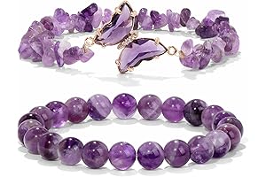 Amethyst Bracelet with Butterfly Charms for Women