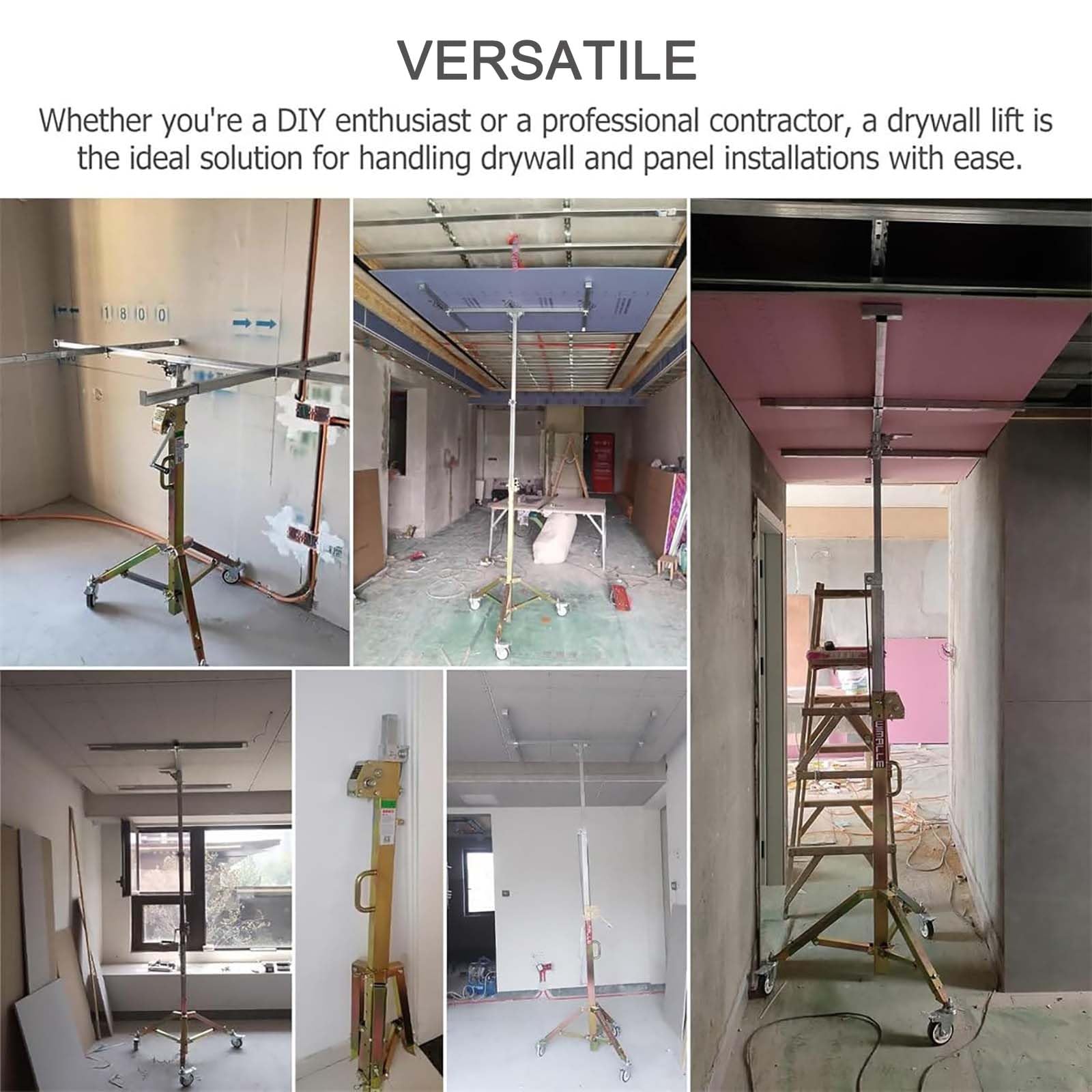 Sollevatore Per Cartongesso (300/350/400 Cm), Sollevatore Per Cartongesso Per Impieghi Gravosi (60/80 Kg), Foratura/livellamento/pannello Superiore/installazione Luci,300cm