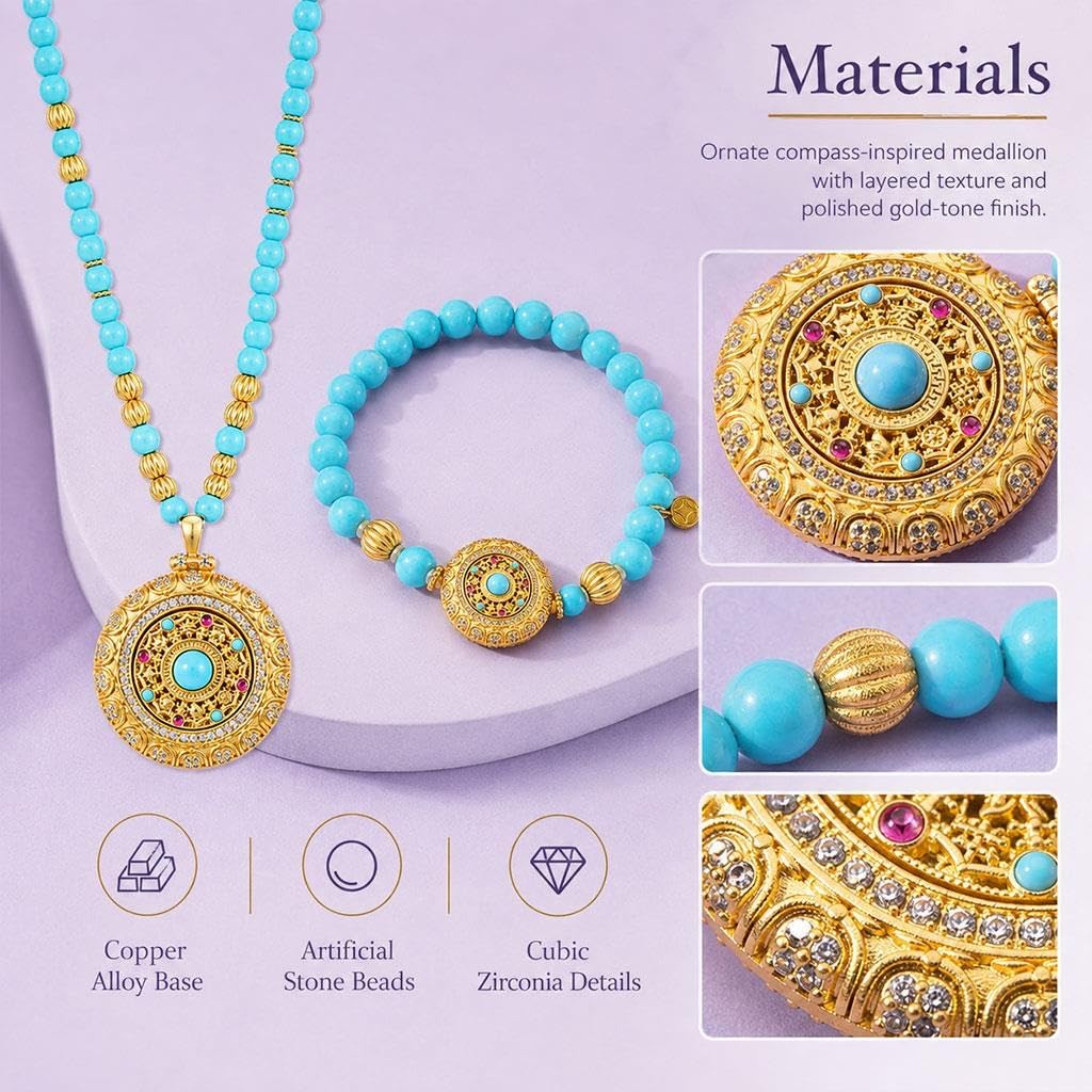 Set Gioielli Bussola Degli Otto Tesori, Collana Con Ciondolo Ton Oro