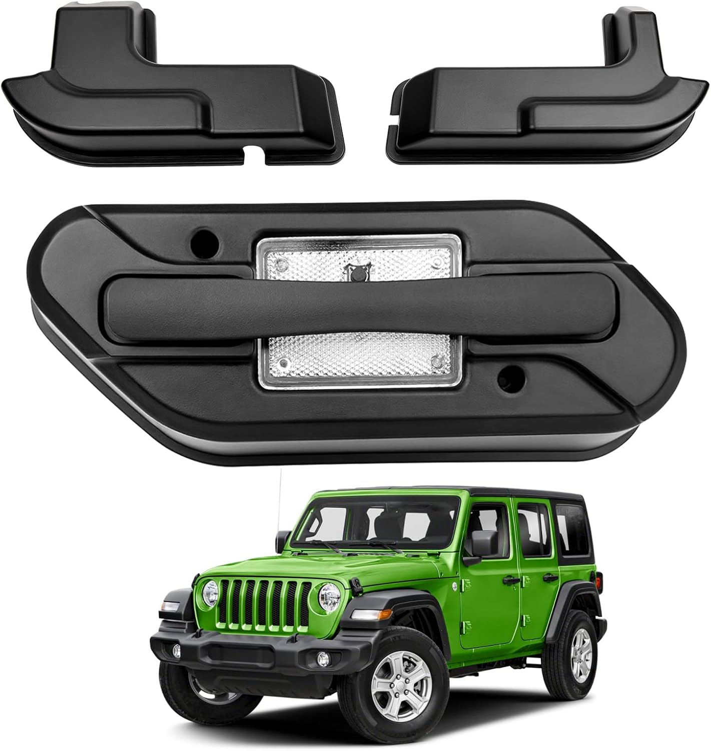 Rear Window Grip Handle & Defogger Cable Cover Compatible with 2018-2026 Jeep Wrangler JL JLU 4XE Rubicon Sahara Accessories, Rear Glass Lift Gate Dome LED Light for Camping & Fishing