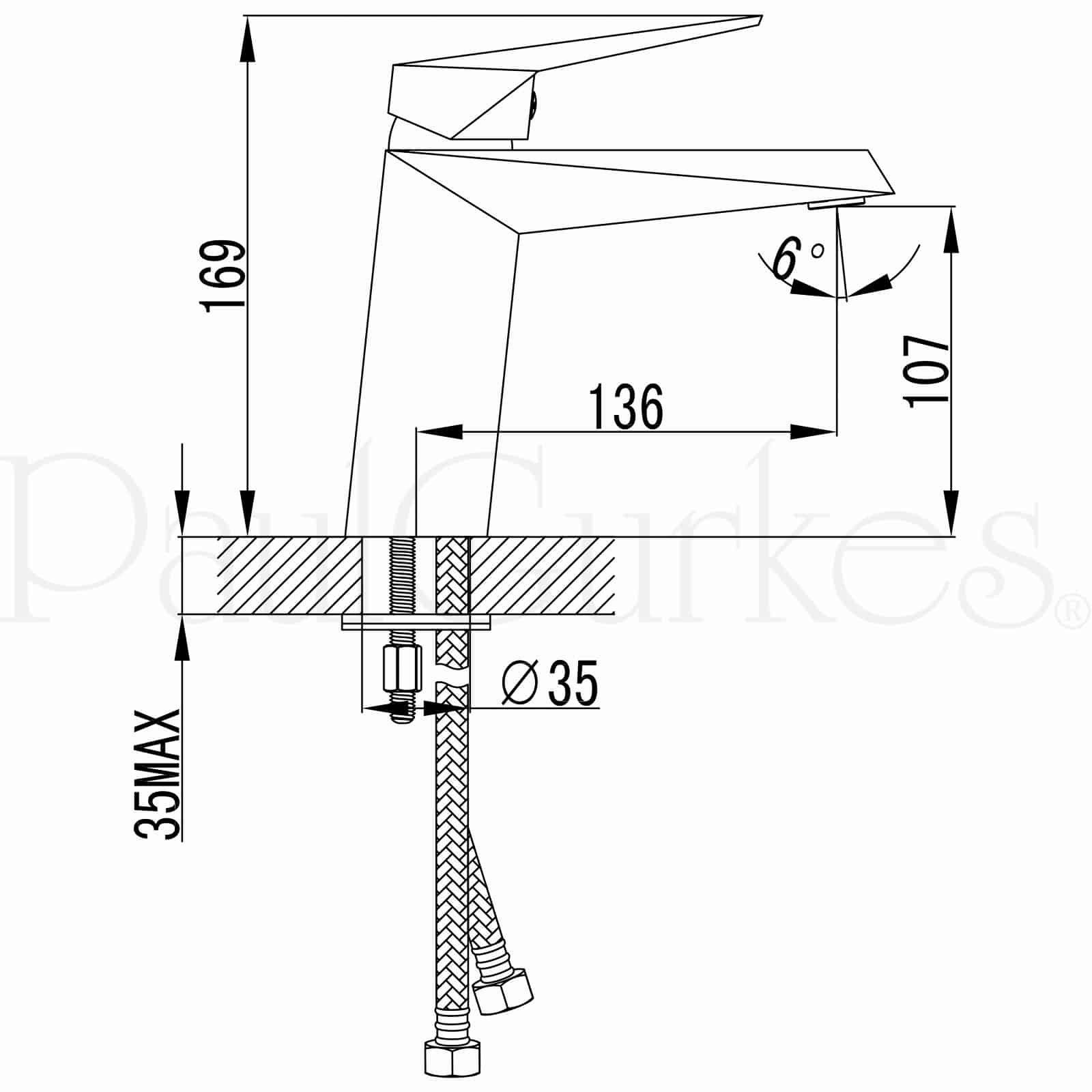 Grifo de Lavabo Diseño Cuadrado, Latón Cromado, Cartucho Cerámico, Monomando, para Baño, Incluye Material de Instalación