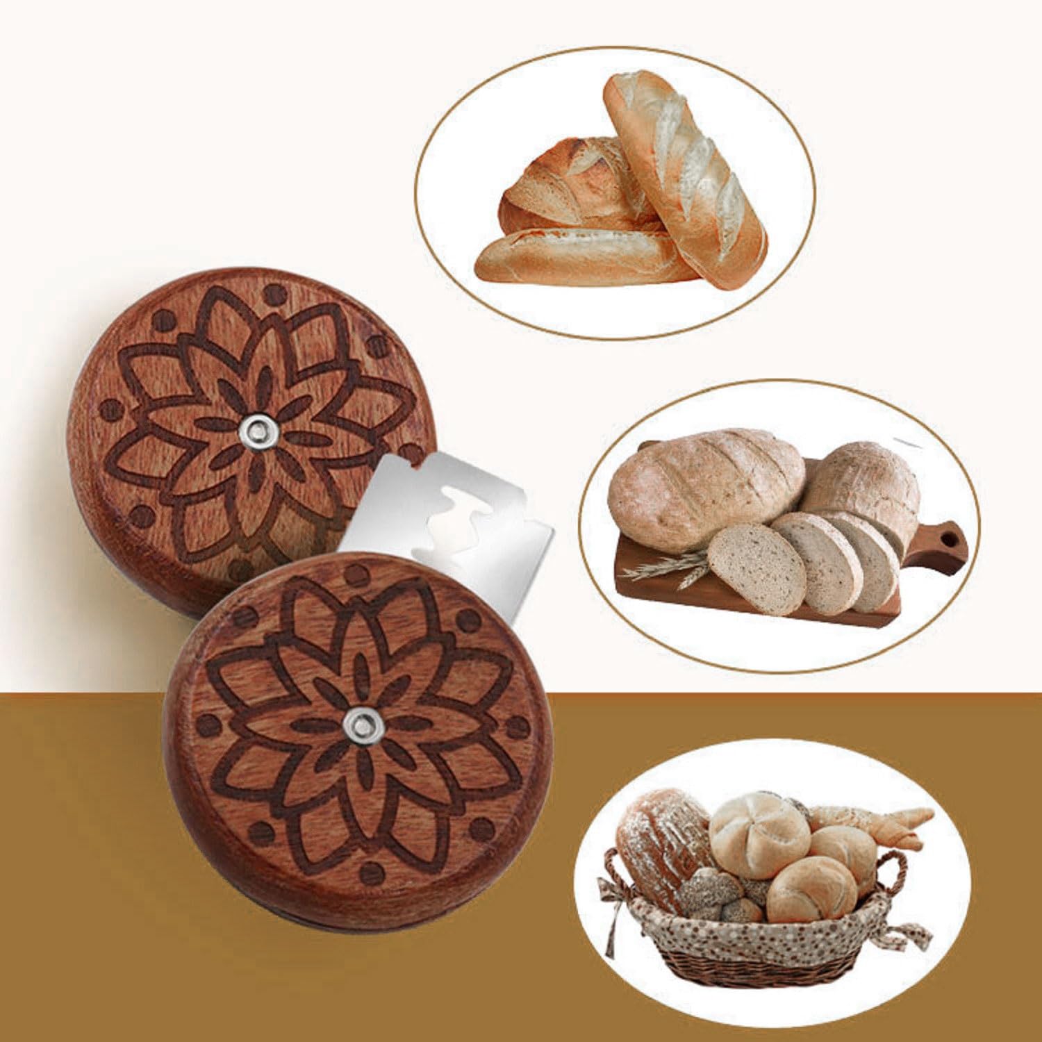 Kiuiom Lama Da Pane Professionale Con Custodia In Pelle E 15 Lame - Coltello Per Impasto Per Intagli Decorativi A Motivo Floreale, Rosa