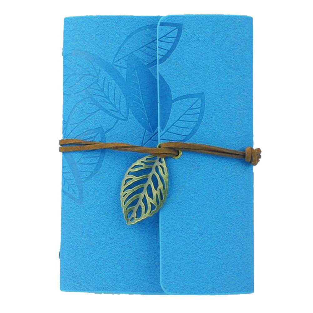 Tinksky Vintage Style PU Cover Notebook Journal Diary Loose-leaf String Bound (Sky-blue)