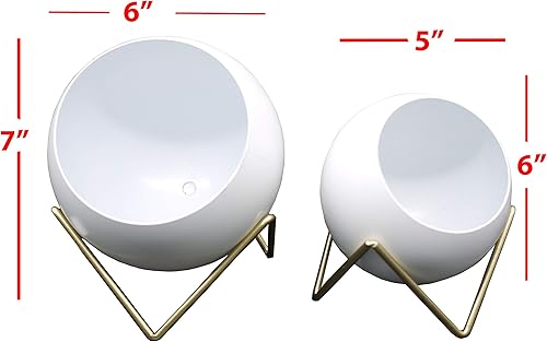 Miniatura 48 de Admired By Nature Juego de 2 macetas de mediados de siglo, soporte para plantas con soporte plegable para interiores y exteriores, maceta de pie