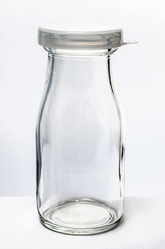 Miniatura 2 de Old Fashioned - Botella de leche de media pinta de vidrio transparente pesado, decantador de crema con tapa (6)