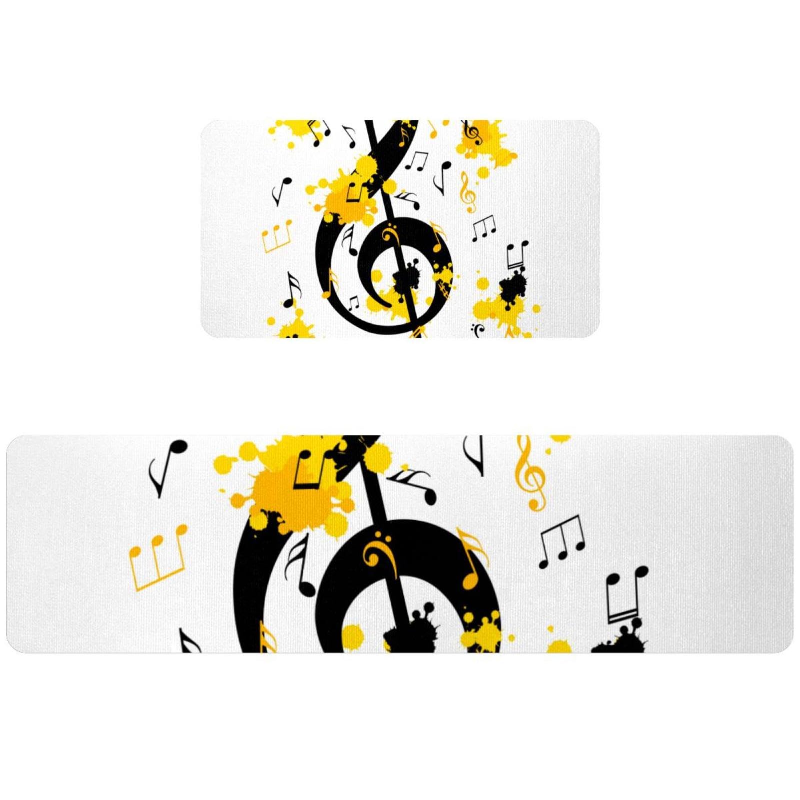 Tapis de cuisine antidérapant fini les glissades lot de 2 lavable jaune