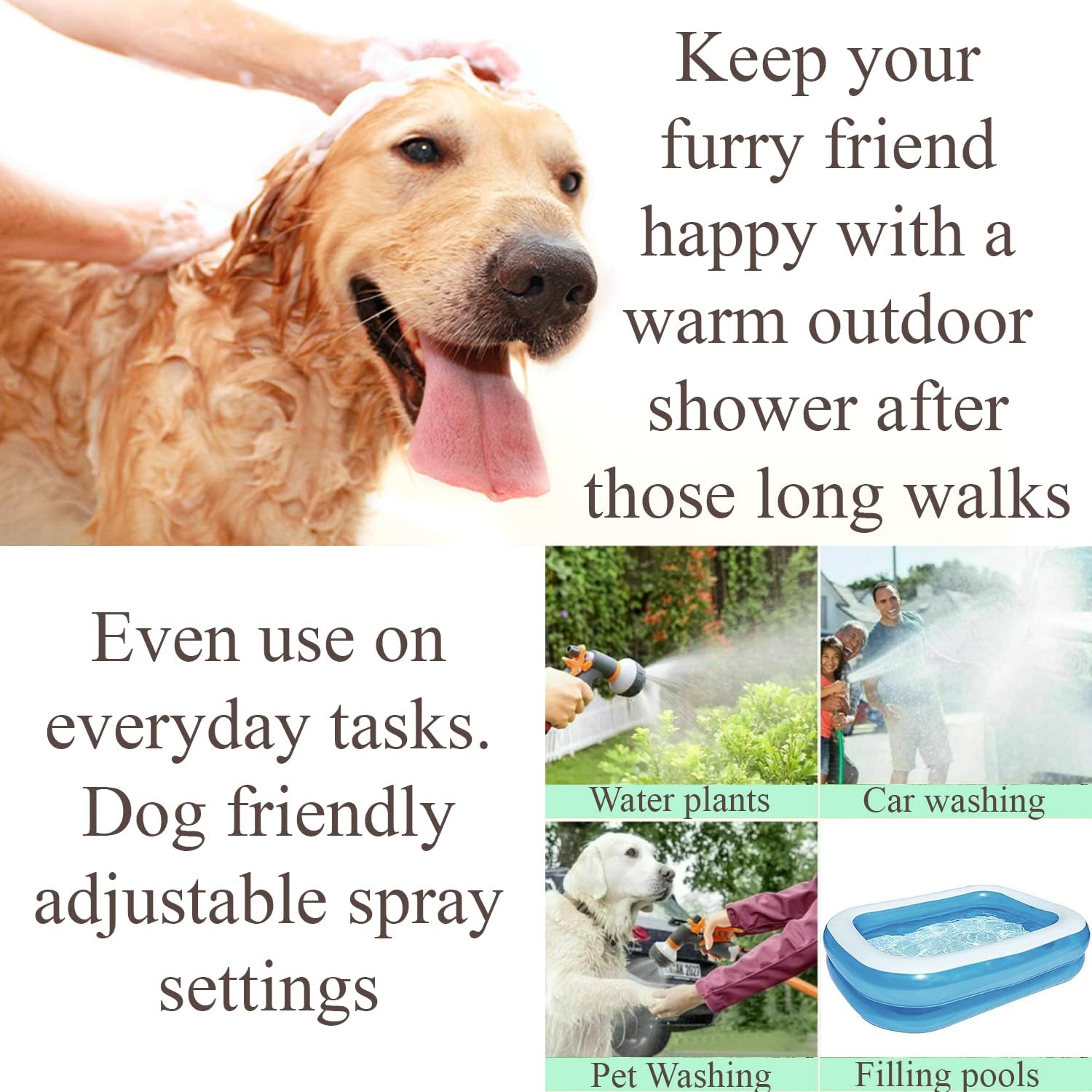 Dog Shower Kit, Hot Cold Mixer Showering, Complete Set for Washing