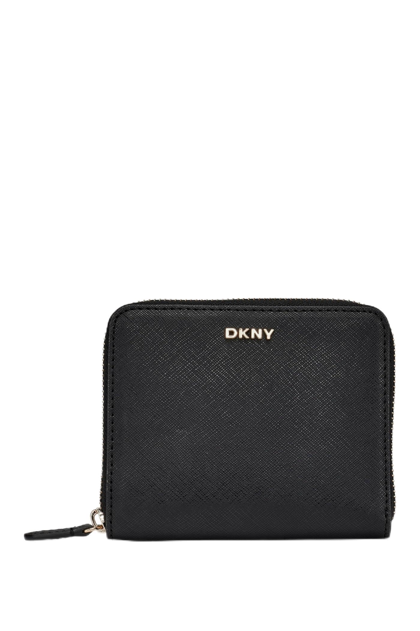 DKNY,WALLET,VELITA-SM ZIP AROUND,BLACK/GOLD,1SZ