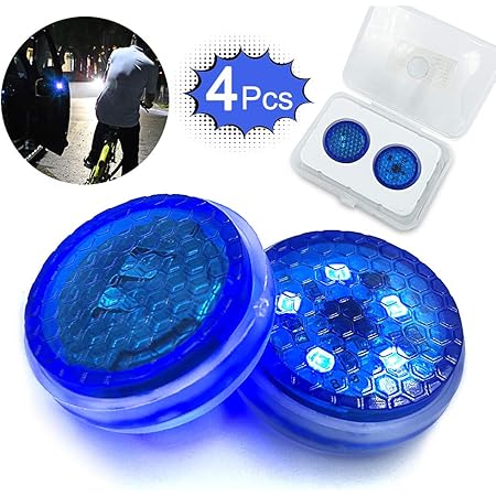 Amazon Heartst 車ドア 警告灯 Led ドアランプ 電池式 事故 ルームランプ カスタム ミニバン 非常信号灯 車用点滅警告灯 カーテシランプ 追突防止 ボタンセル付き 取り付け簡単 雪 雨 霧など悪天気にも安心 4個セット ブルー ドアトリム 車 バイク