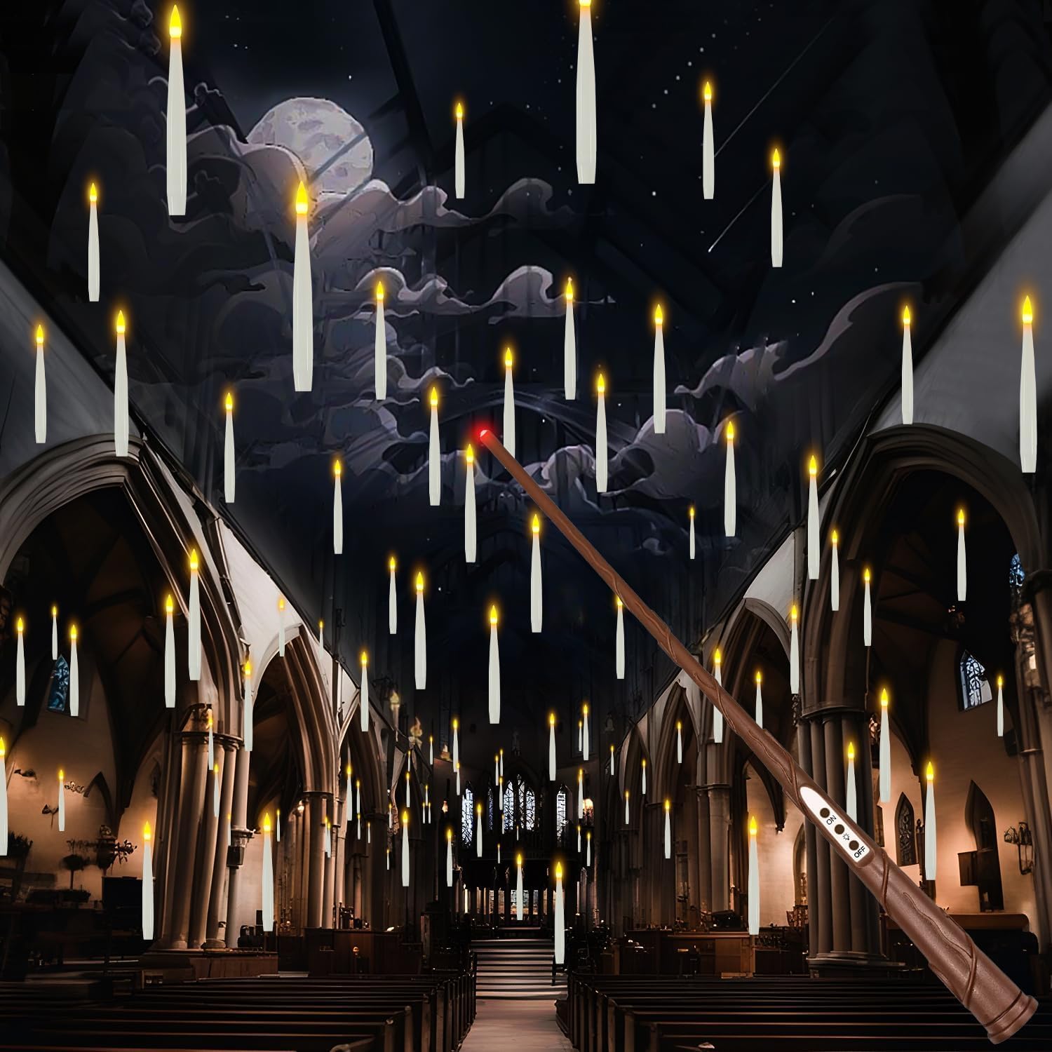 Floating Candles with Wand, 20 PCs Magic Hanging Candles