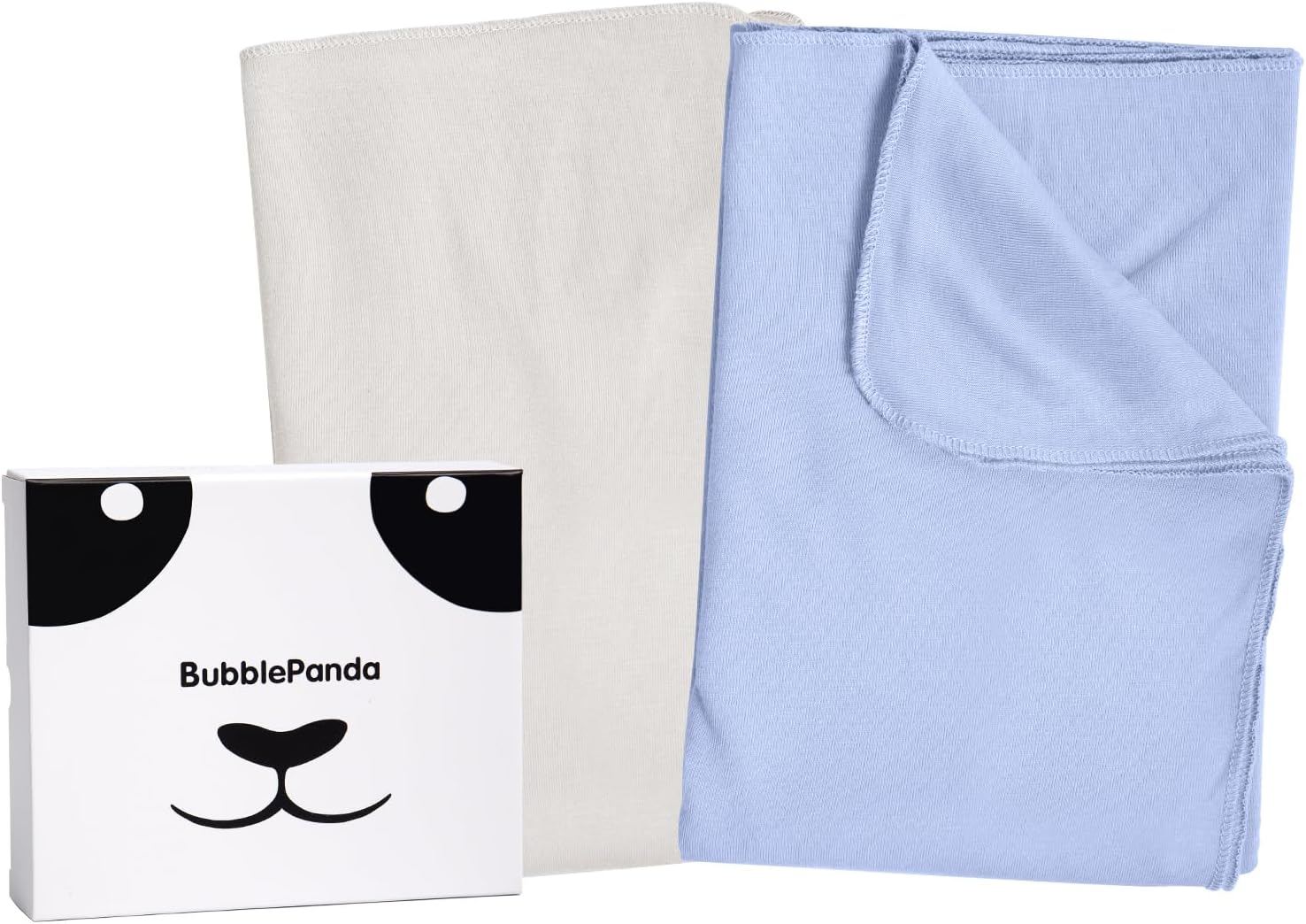 BubblePanda Rayon Made from Bamboo Baby Swaddle Blanket,2 Pack Soft & Breathable Receiving Blankets for Infant Newborn, Swaddle Wrap for Babies Girl and Boy, 47 x 47 Inch, (Slate & Oat)