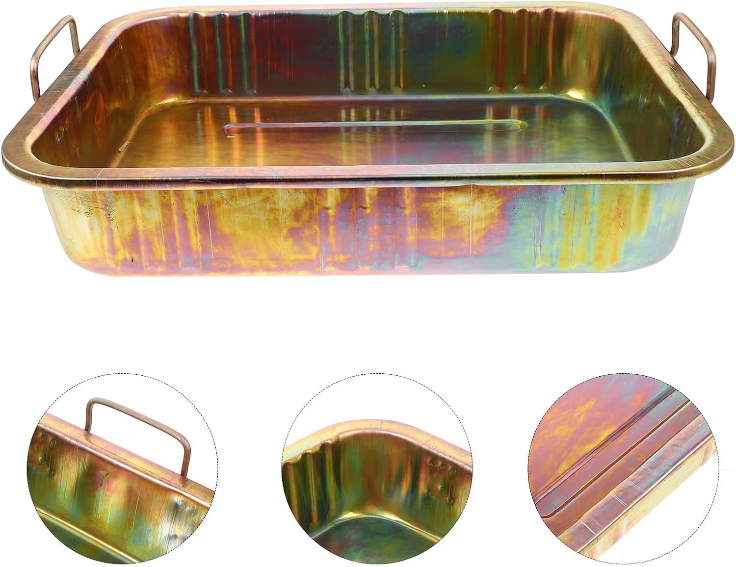 COHEALI Steel Oil Drain Pan for Engine Oil with Multifunctional Design Automotive Drain Tray and Work Environment for Garage Use