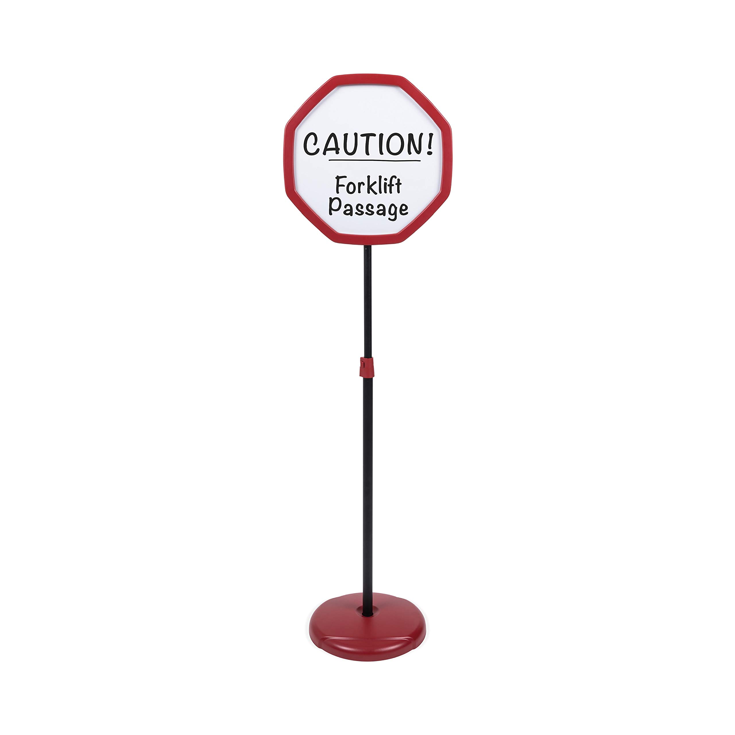 Bi-Office Red Octagonal Floor Sign Magnetic Drywipe Surface
