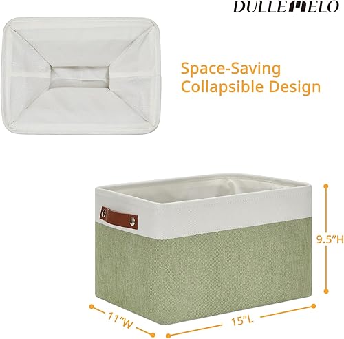 Miniatura 2 de DULLEMELO Contenedor de almacenamiento de tela para lavandería, hogar, cesta de almacenamiento plegable para estantes, juguetes, cesta de