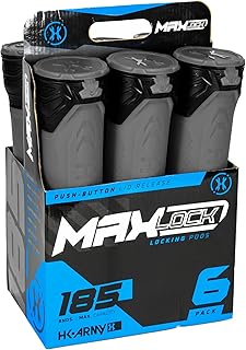 HK Army Paintball Pods - MaxLock 185 Round Locklid 6-Pack (Graphite)