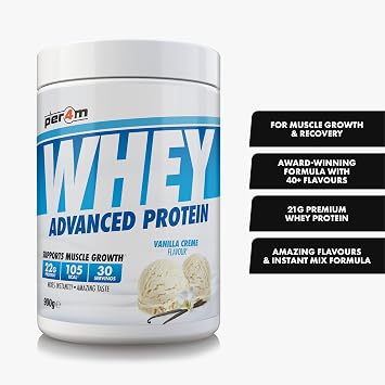 Per4m Whey Protein Powder | High Protein Shake for Muscle Growth & Recovery | Low Sugar Gym Supplement | Sports Nutrition Drink + Amino Acids (900g, Vanilla Creme)
