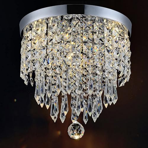 Jl22074 Elegant Designs Modern Chandelier Crystal Fixture Pendant Ceiling Lamp Chrome Finish,1 Lights for Aisle,Corridor,Balcony,Bar,Stairwells,Small Room,Restaurant
