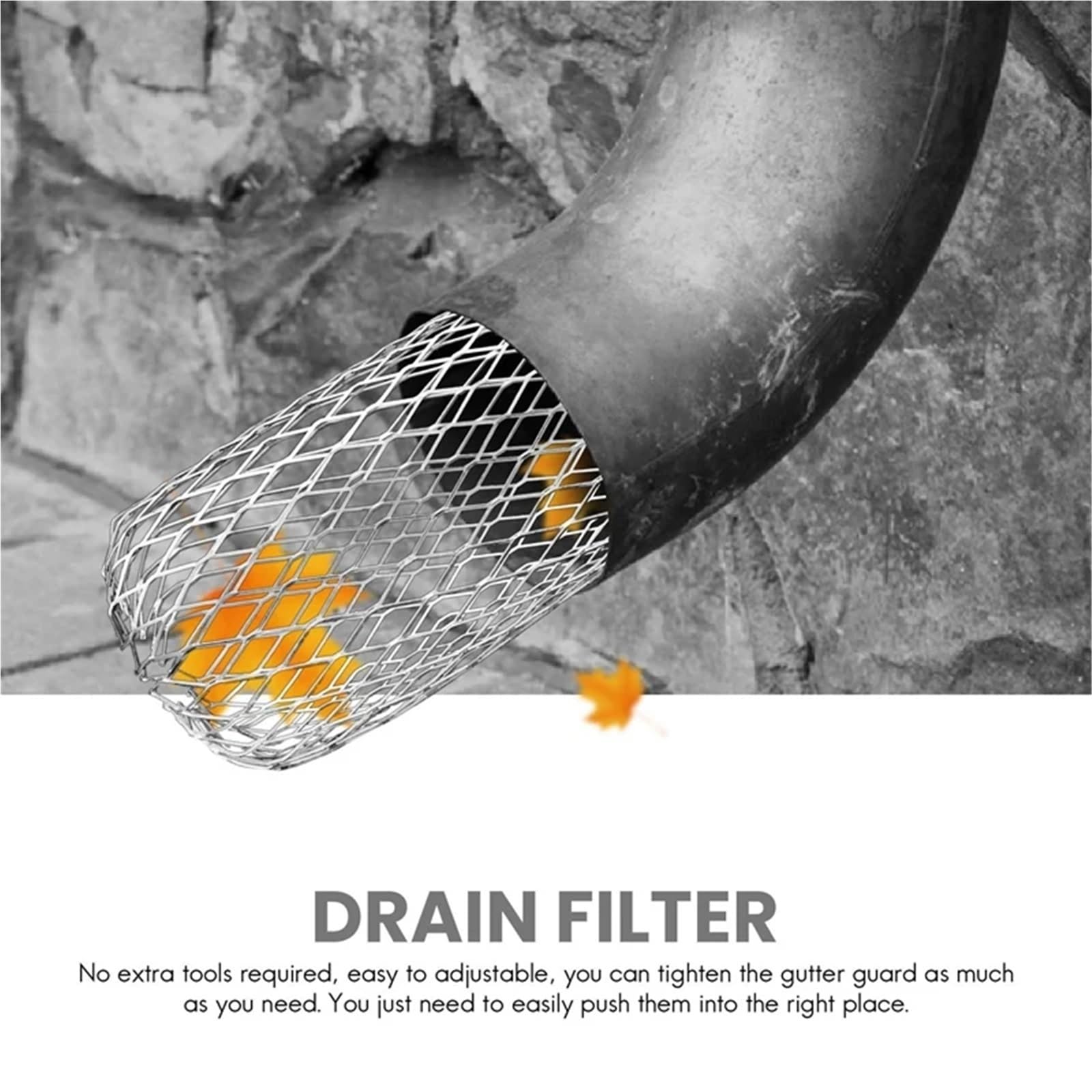 12 Uds protector de canalón filtro aluminio expandible bajante for detener hojas bloqueadas para Canalones