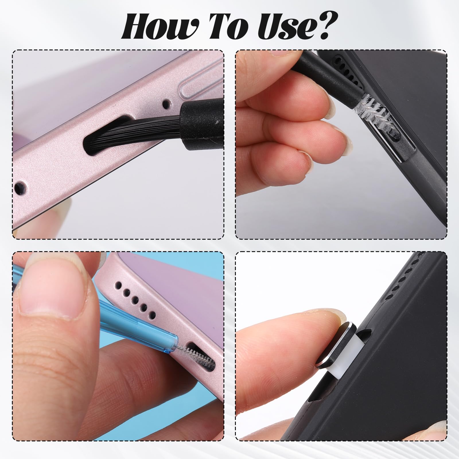 16 Stück Handy Reinigungsset USB C Telefon Lautsprecher Reinigungsbürsten Telefonhörer Reinigungsbürste Verstopfungsfreier Mini Bürstenreiniger für 16 17 Pro Max Laptop Keyboard Cleaner (Blau)