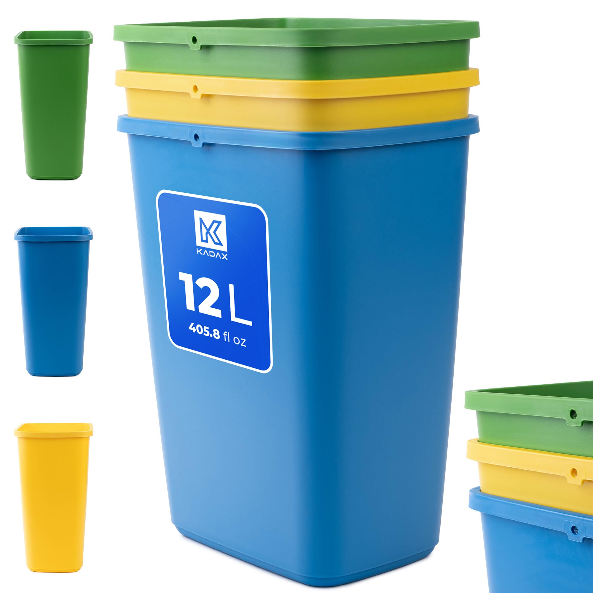 KADAX - Recycling-emmer, 25 Liter Afvalemmer/prullenbak Met Deksel Afvalemmerset Voor Gemakkelijke Afvalscheiding Afvalverzamelaar Afvalscheider Voor Biologisch Afval Papier Glas 4x25l KADAX - Recycling-emmer, 25 Liter Afvalemmer/prullenbak Met Deksel Afvalemmerset Voor Gemakkelijke Afvalscheiding Afvalverzamelaar Afvalscheider Voor Biologisch Afval Papier Glas 4x25l