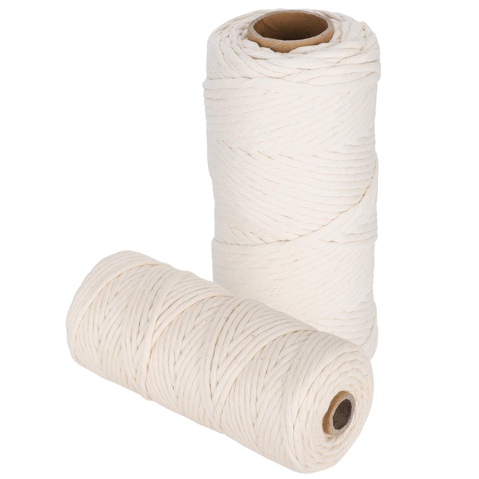 Cordón de macramé de algodón suave blanco natural de un cabo hilo para manualidades pack de 2