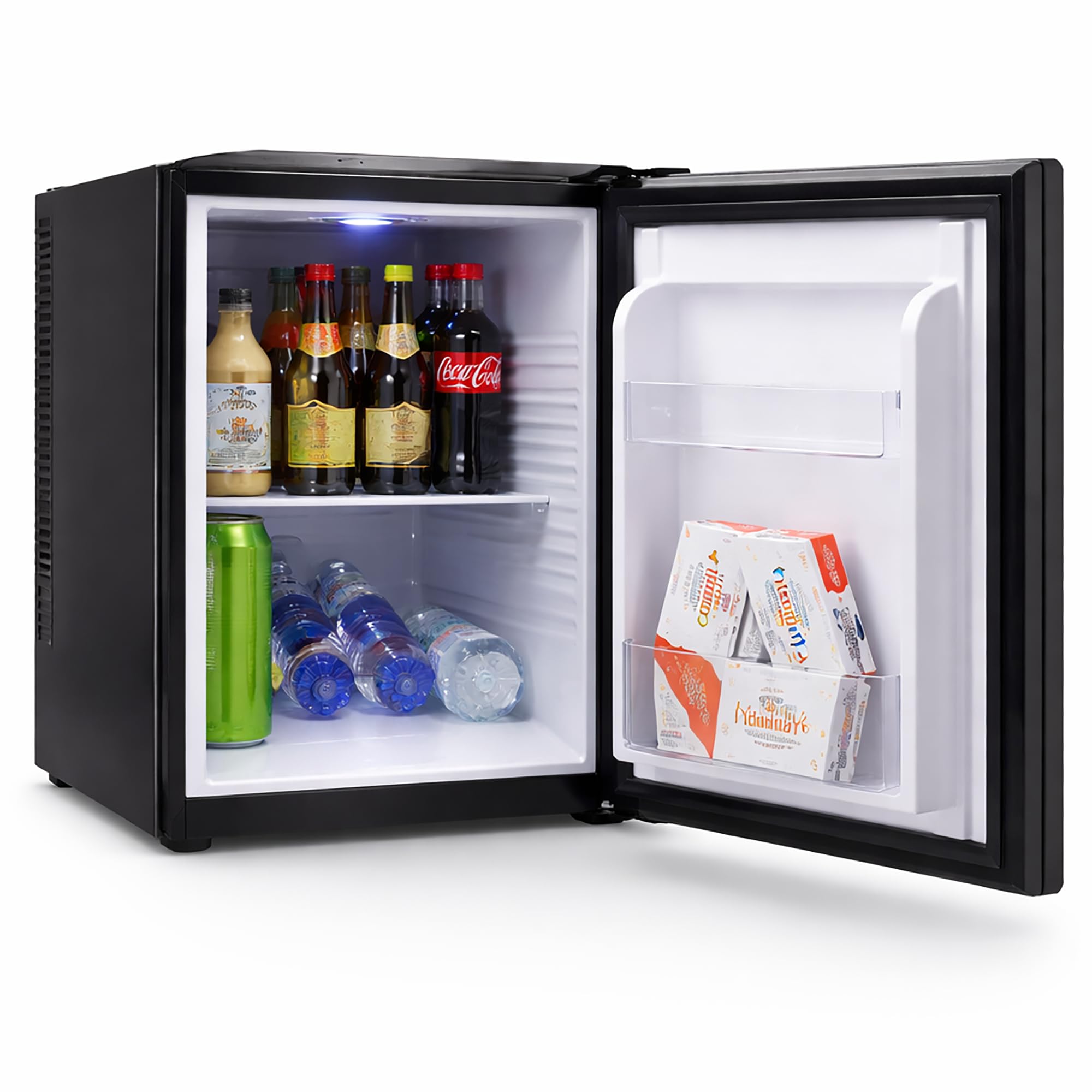 Syntrox Germany - 52L Mini Kühlschrank, Hotelkühlschrank lautlos, LED Innenbeleuchtung, Getränkekühlschrank, Kleiner Kühlschrank, schwarz