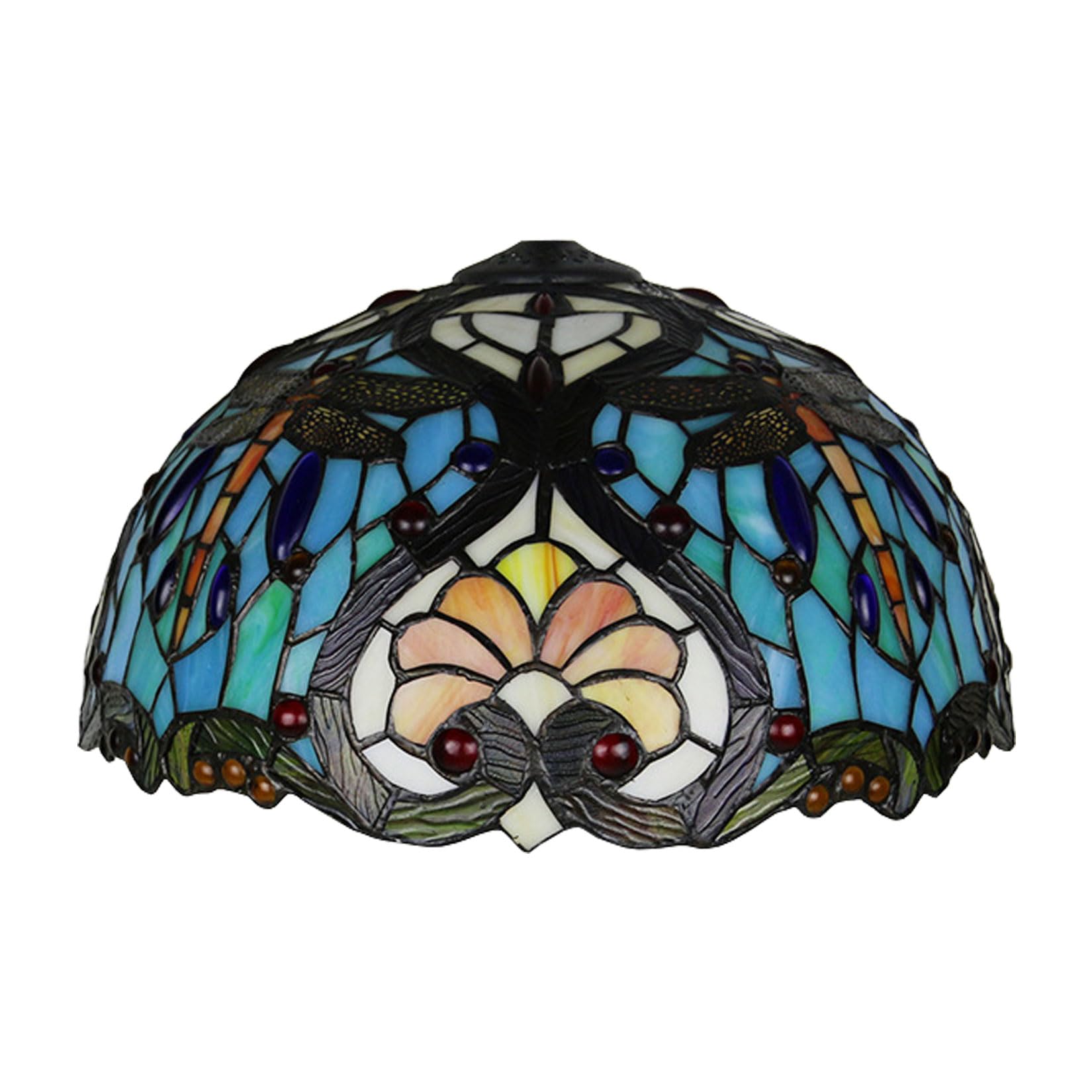 SaryEdge Baroque Tiffany Lamp Shade Replacement, Only 16X9 Inch Stained Glass Lampshades, Suitable for Table Lamp Floor Lamp Hanging Pendant lamp Ceiling Light,Amber，Dragonfly，Dragonfly