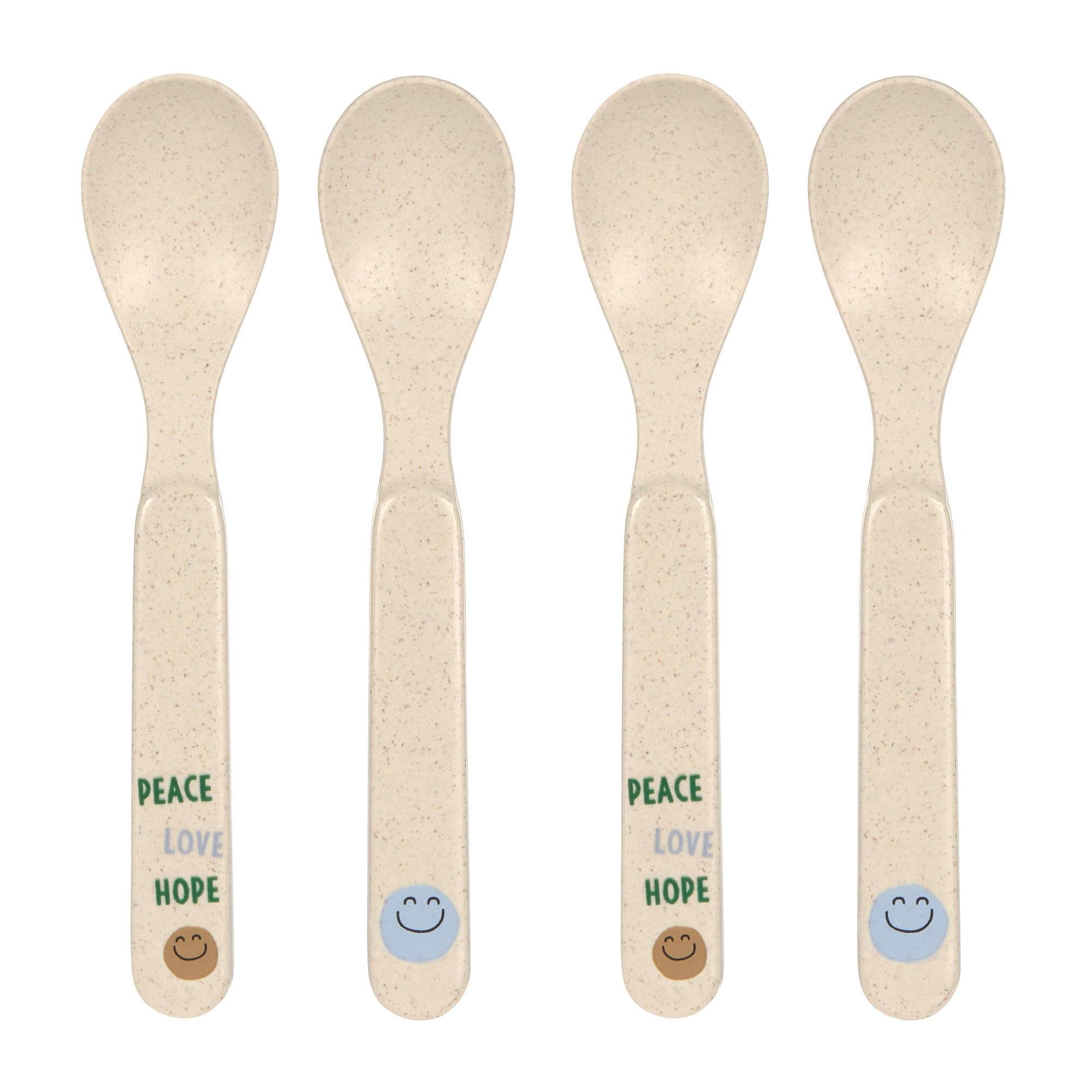LÄSSIG Children's Spoon Set (4 Pieces) Children's Cutlery Without Melamine, BPA-Free, for Dishwasher and Microwave/Spoon Set Happy Rascals Smile