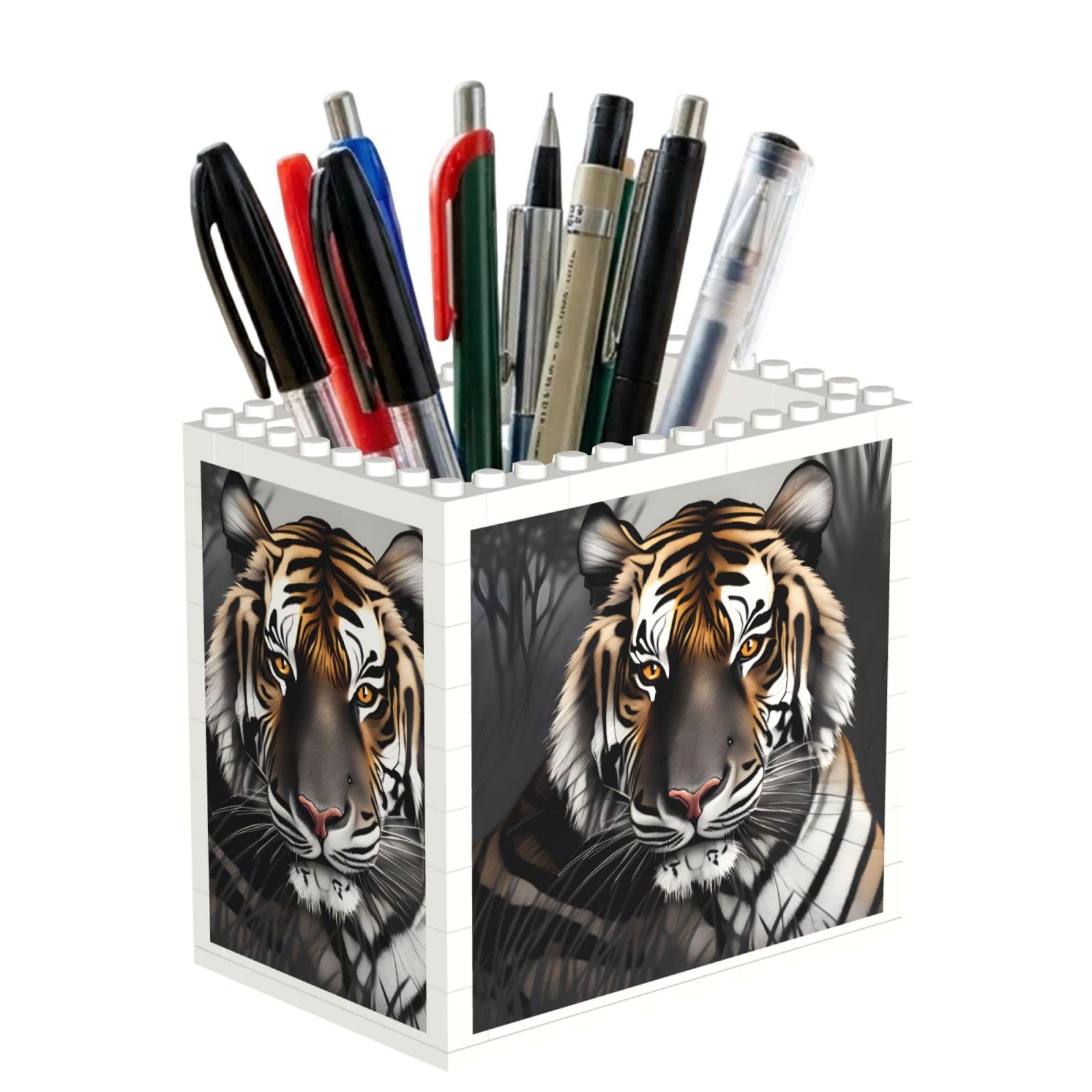 SXZVVBN Tiger at rest Building Block Desk Tidy ABS Organiser
