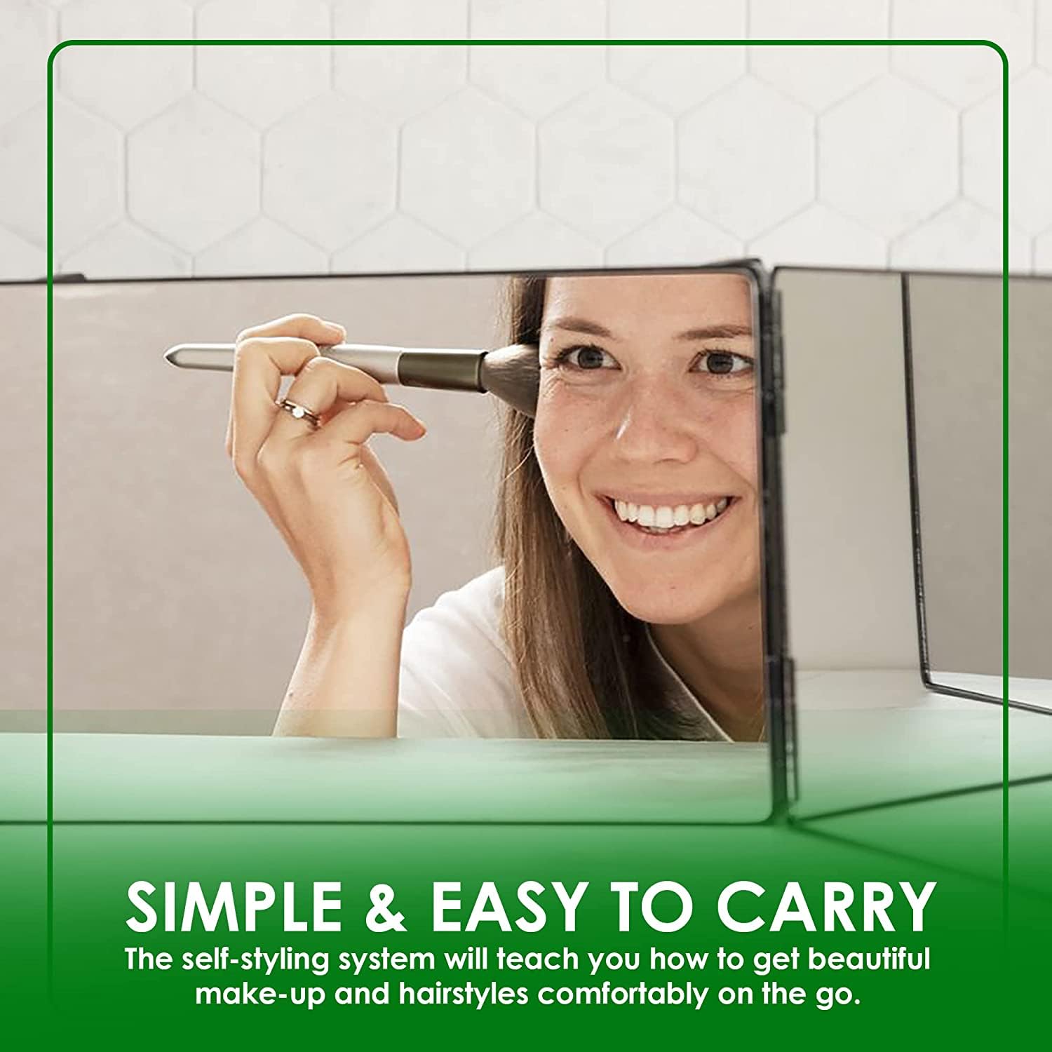 Specchio Trucco 360 Gradi Regolabile - 3 Vie, Portatile, Con Gancio, Per Barba E Styling - Foto 14