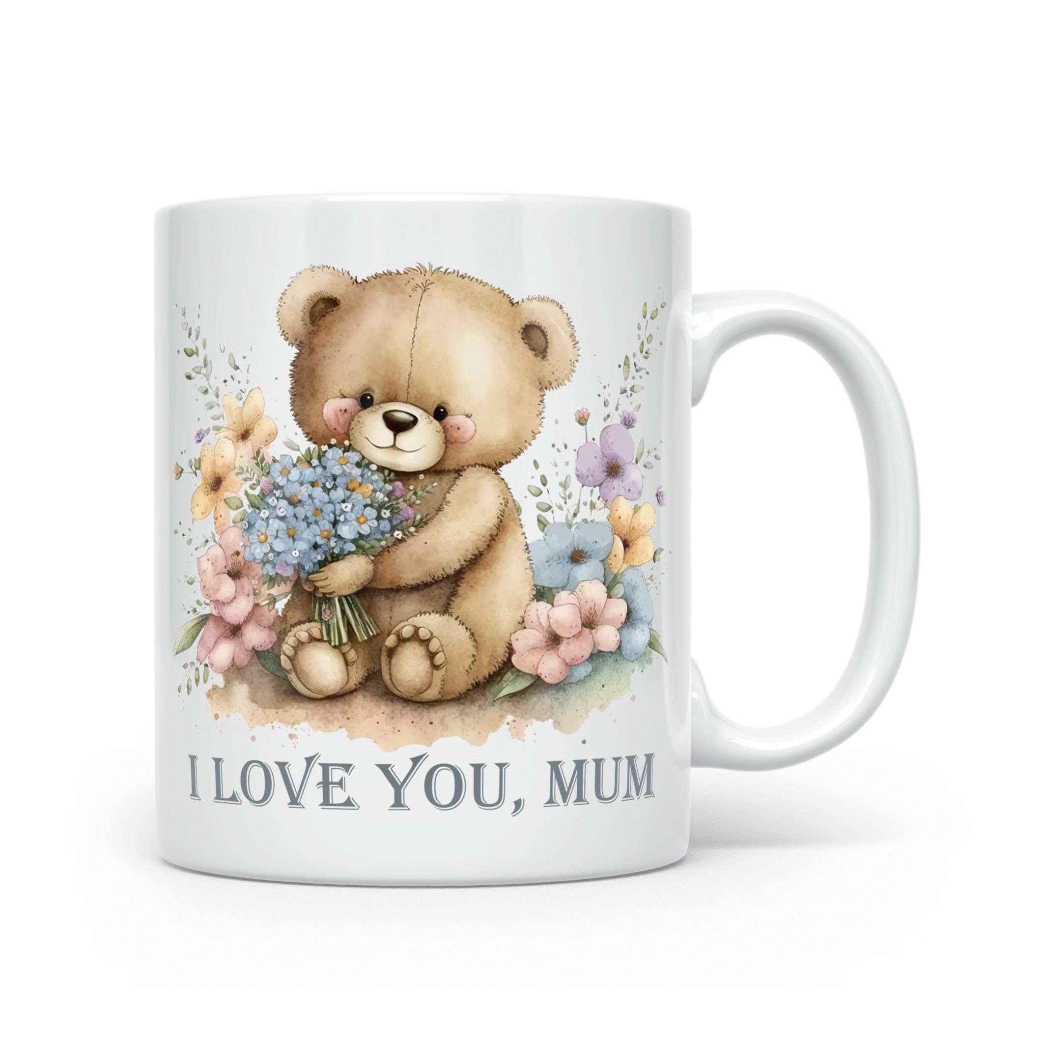 Anonymous Gifting Mum - Teddy I Love You Mother's Day Hand Printed Mug - Beautiful Glossy Printed Mug