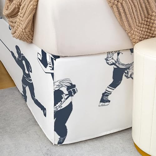 Miniatura 5 de Faldas de cama de hockey sobre hielo para niños y niñas, patrón de eventos deportivos, falda de cama para jugador de hockey con volantes de polvo,