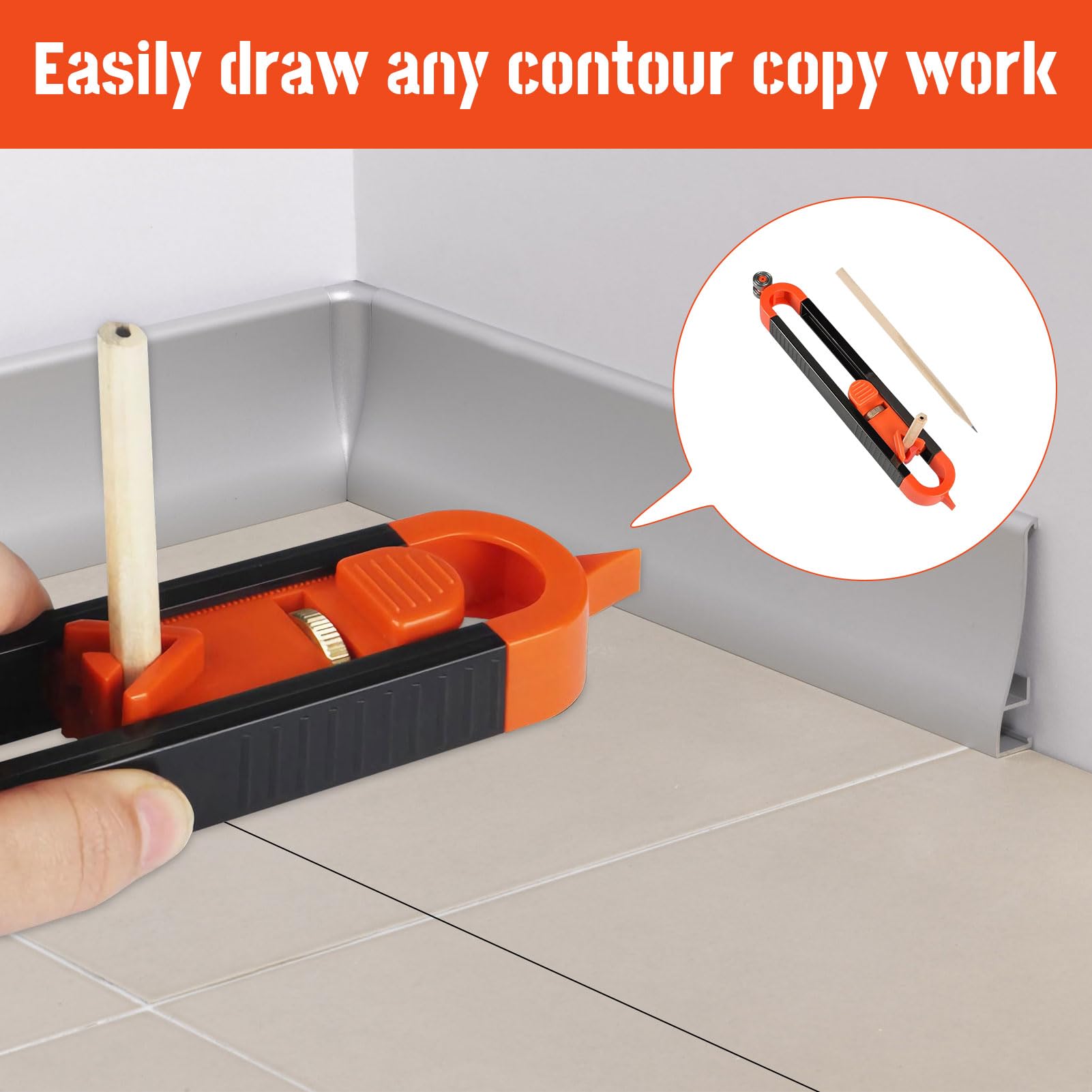 Eophmi Scribe Tool 7pcs Contour Gauge with Lock Scribing Tool for Woodworking for Floor,Carpet,Tile Laying,Durable Adjustable Contour Gauge Laminate Flooring Tools - Image 4