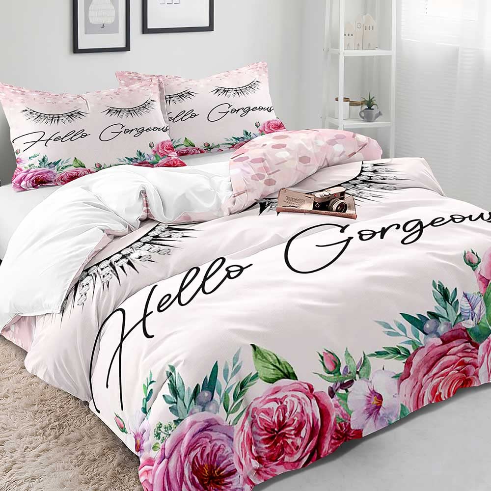 LUVIVIHOME 3PCS Hello Gorgeous Comforter Set, Full Size Comforter