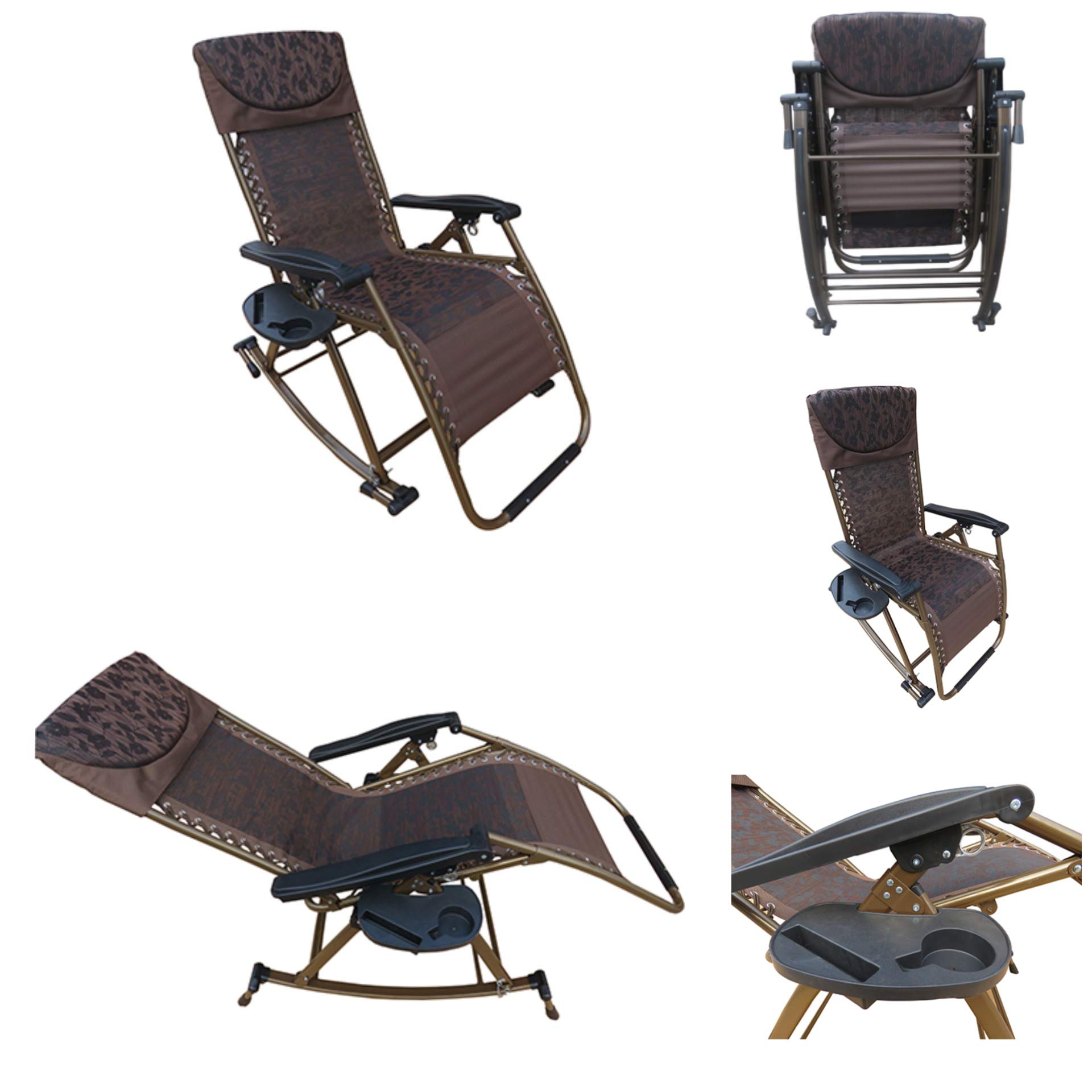 Amaze Folding Portable Zero Gravity Compact Easy Push Back Rocking oscillating Reclining Designer Relax Chair- 08 Brown Flowers-image-47