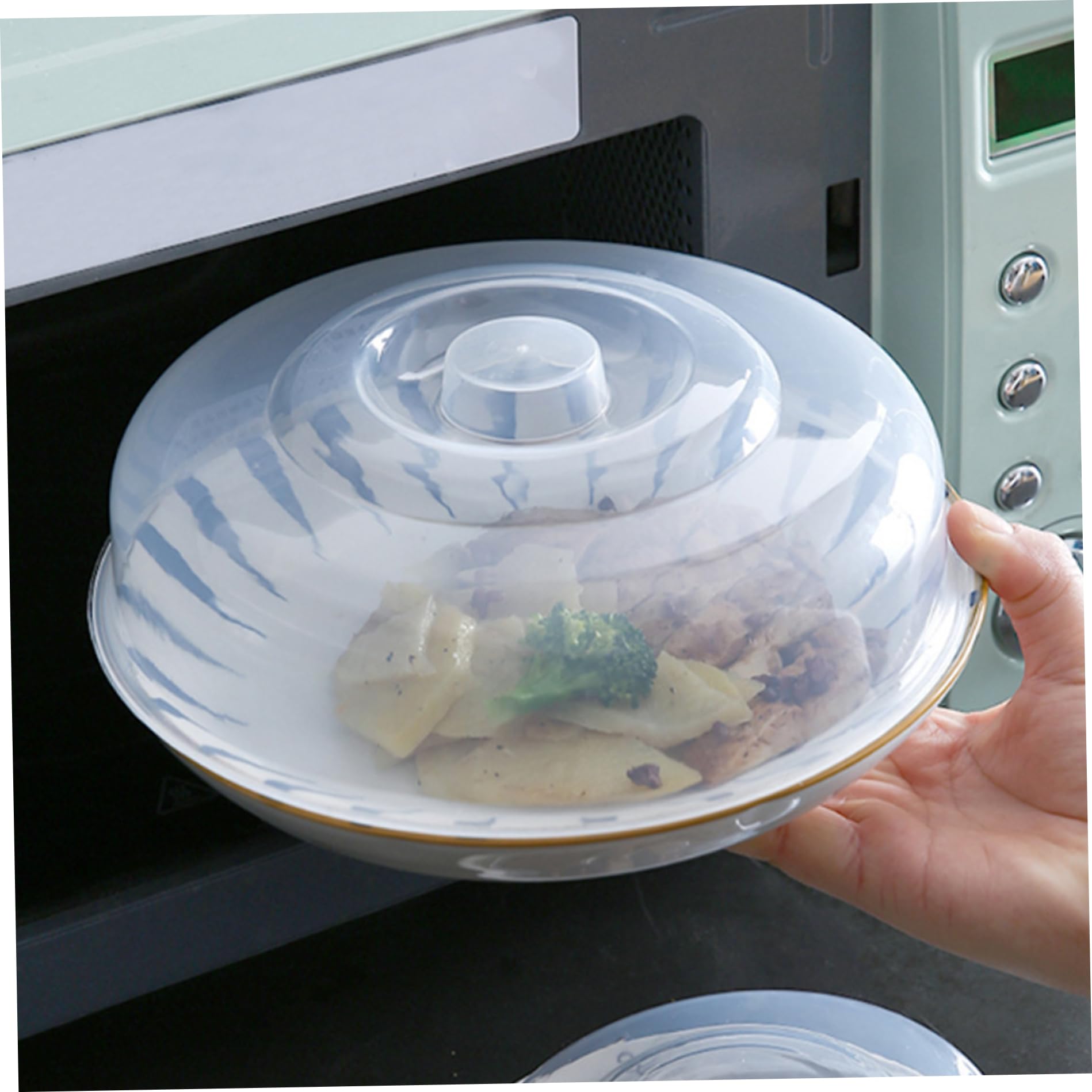 Copertura Antischizzi Per Microonde Rotonda 20 Cm – In PP Senza BPA, Con Prese D'aria E Maniglia, Adatta A Piatti E Ciotole Standard