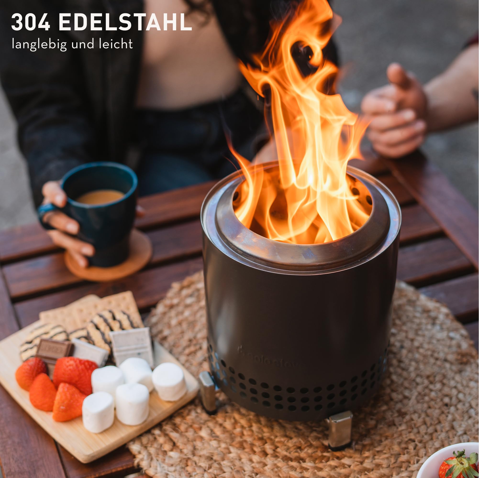 Solo Stove Mesa XL Tischfeuer Outdoor Edelstahl Mini Tischkamin 21,8 x 17,8cm 1 kg Silber