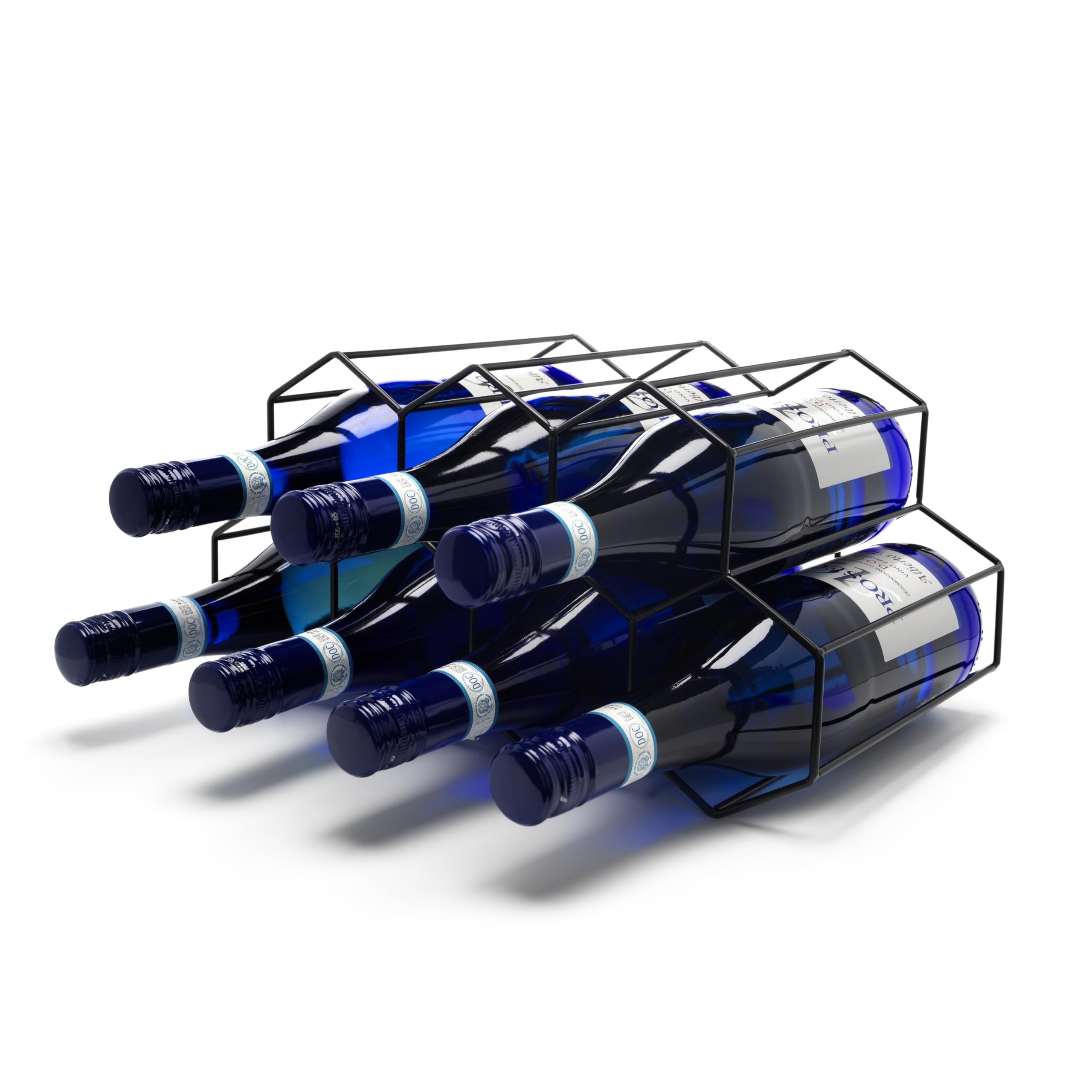 Weinregal schwarz sechseckig – Platz für 7 Flaschen