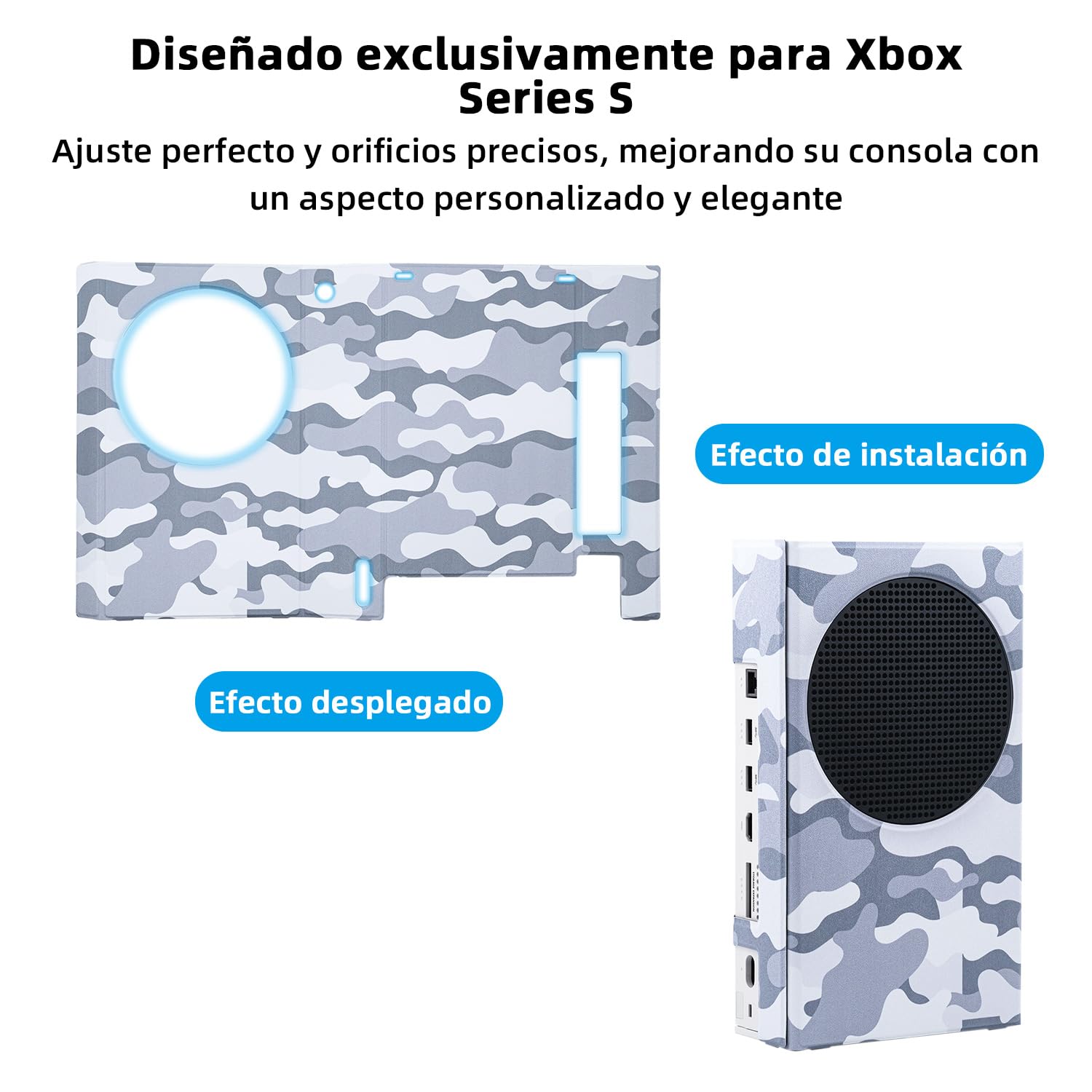 Mcbazel Smart Wraps Funda Protectora Magnética para Consola Xbox Series S, Funda Protectora con Piel Sintética de Forro Interior Suave - Camuflaje Gris